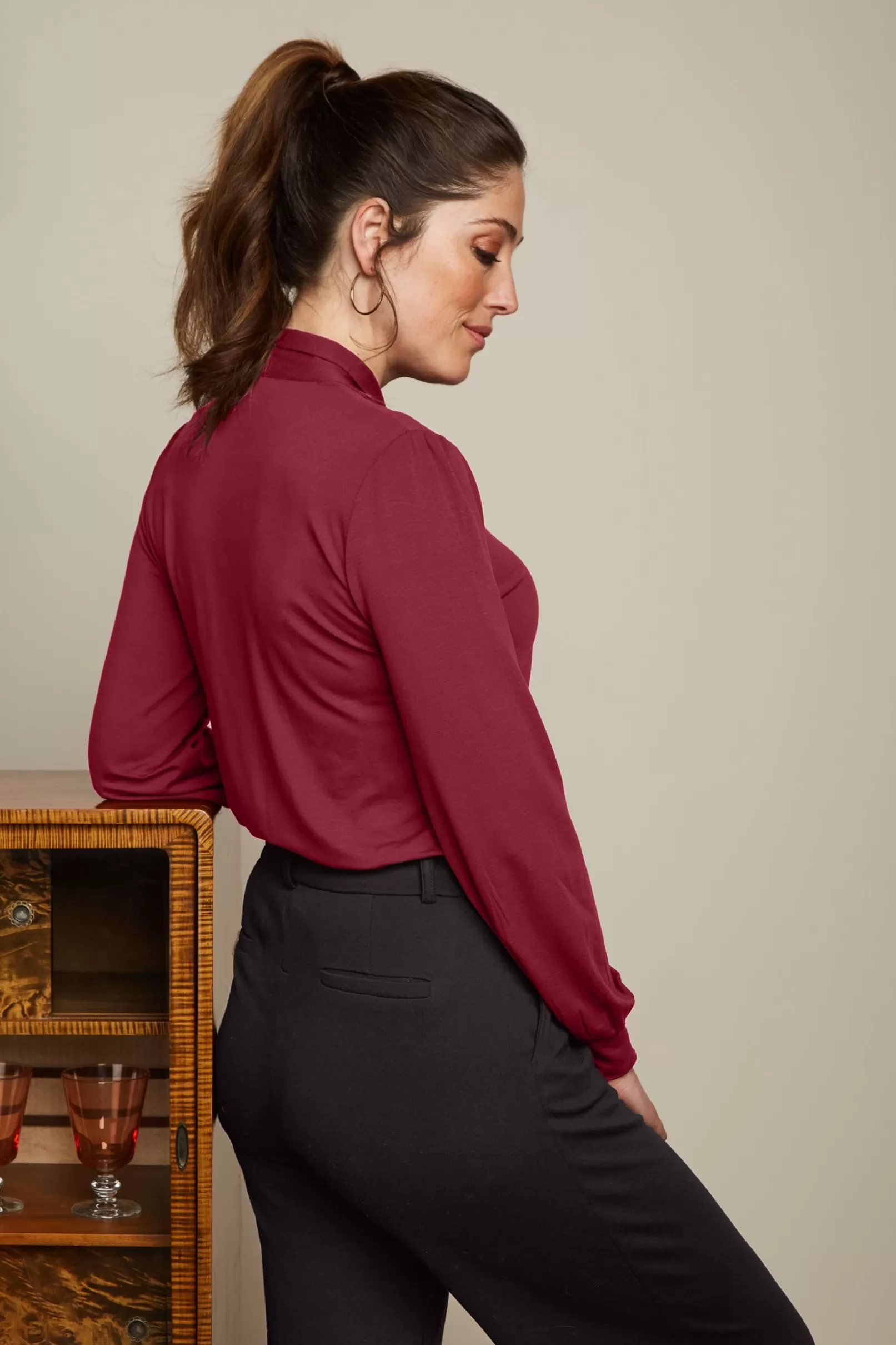 Tops & Shirts*King Louie Amalia Top Ecovero Light Cabernet Red