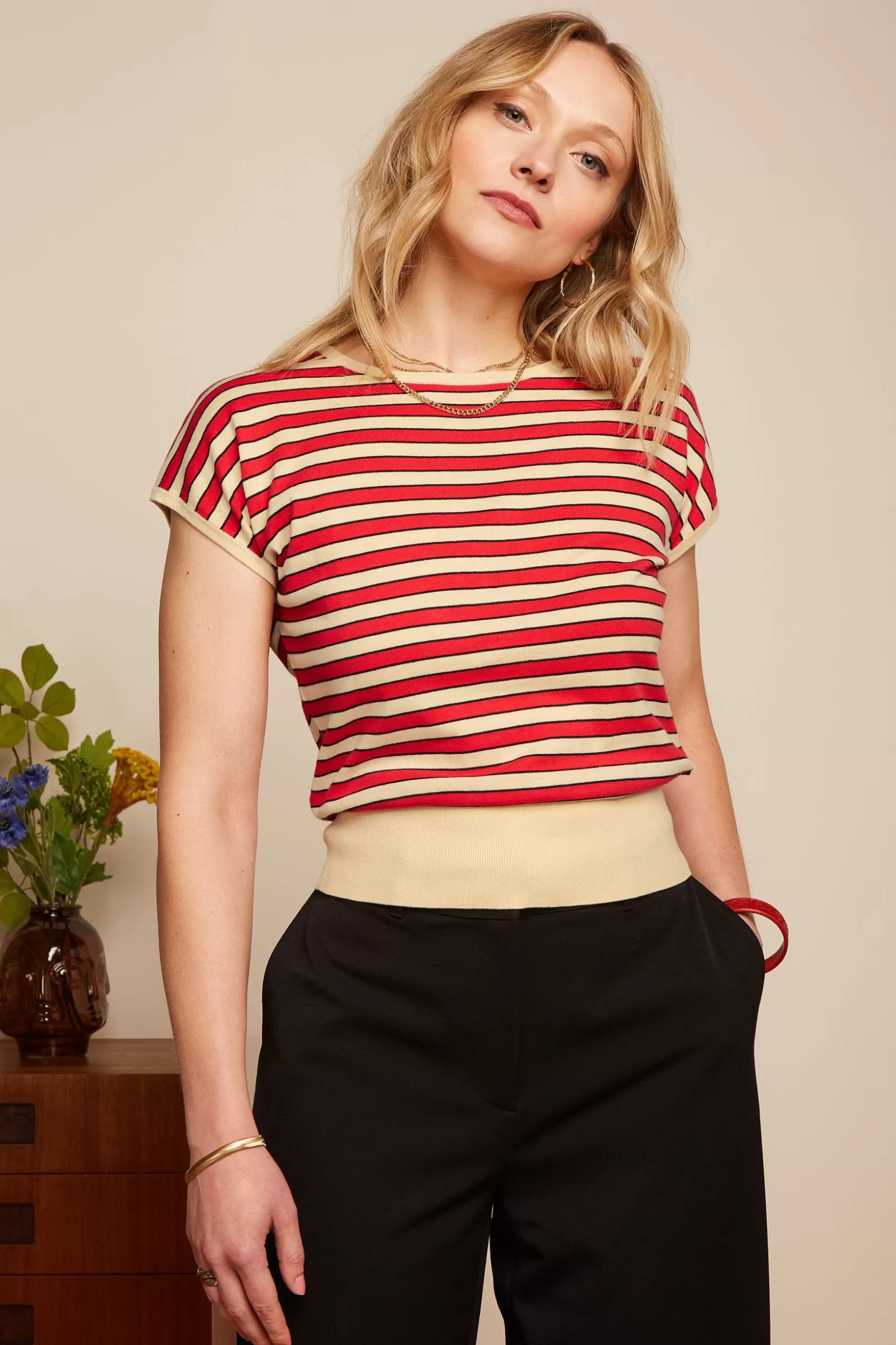 Tops & Shirts*King Louie Ann Top Port Stripe Fiery Red