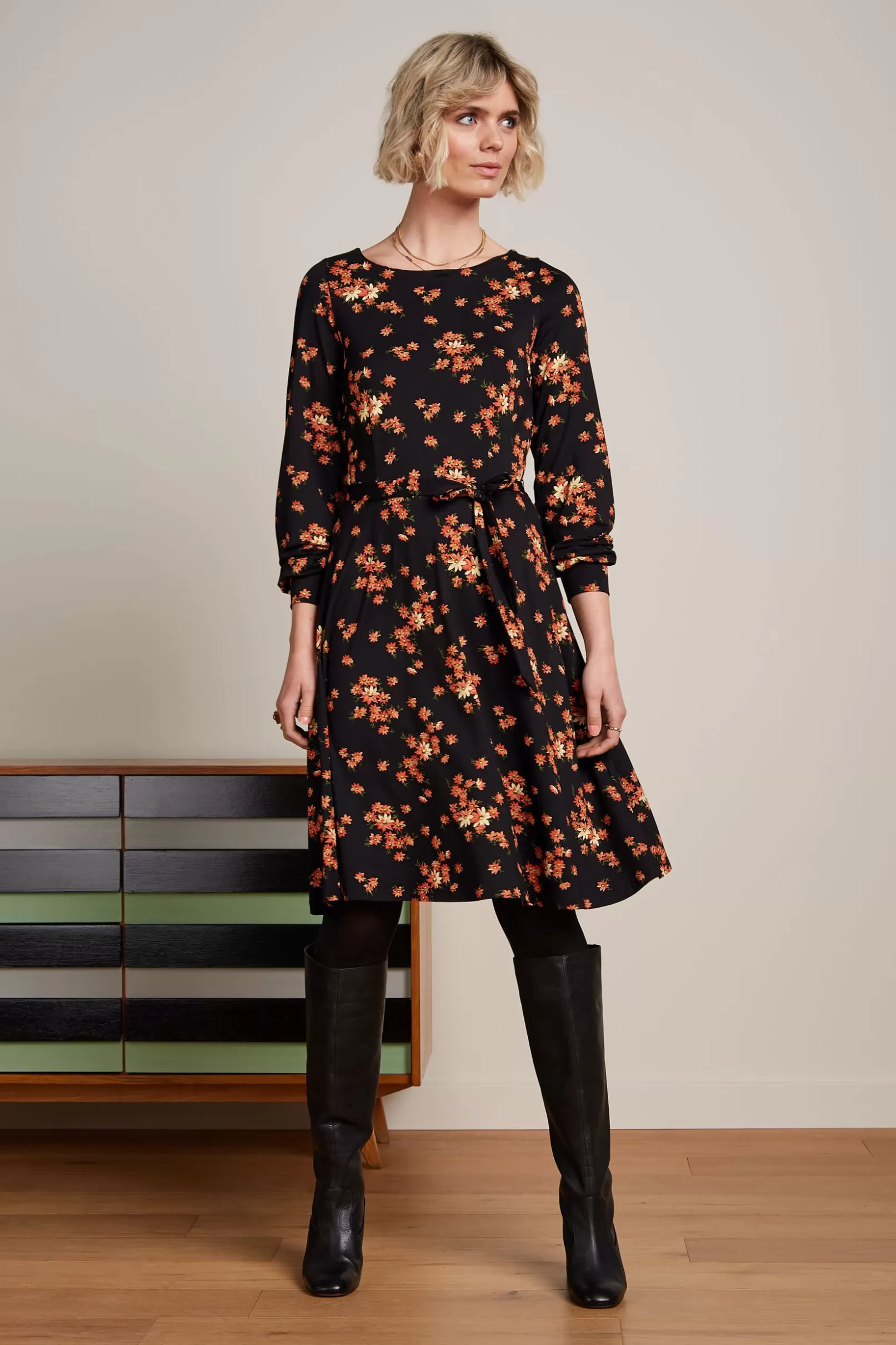 Jurken*King Louie Betty Bellsleeve Dress Rivera Black