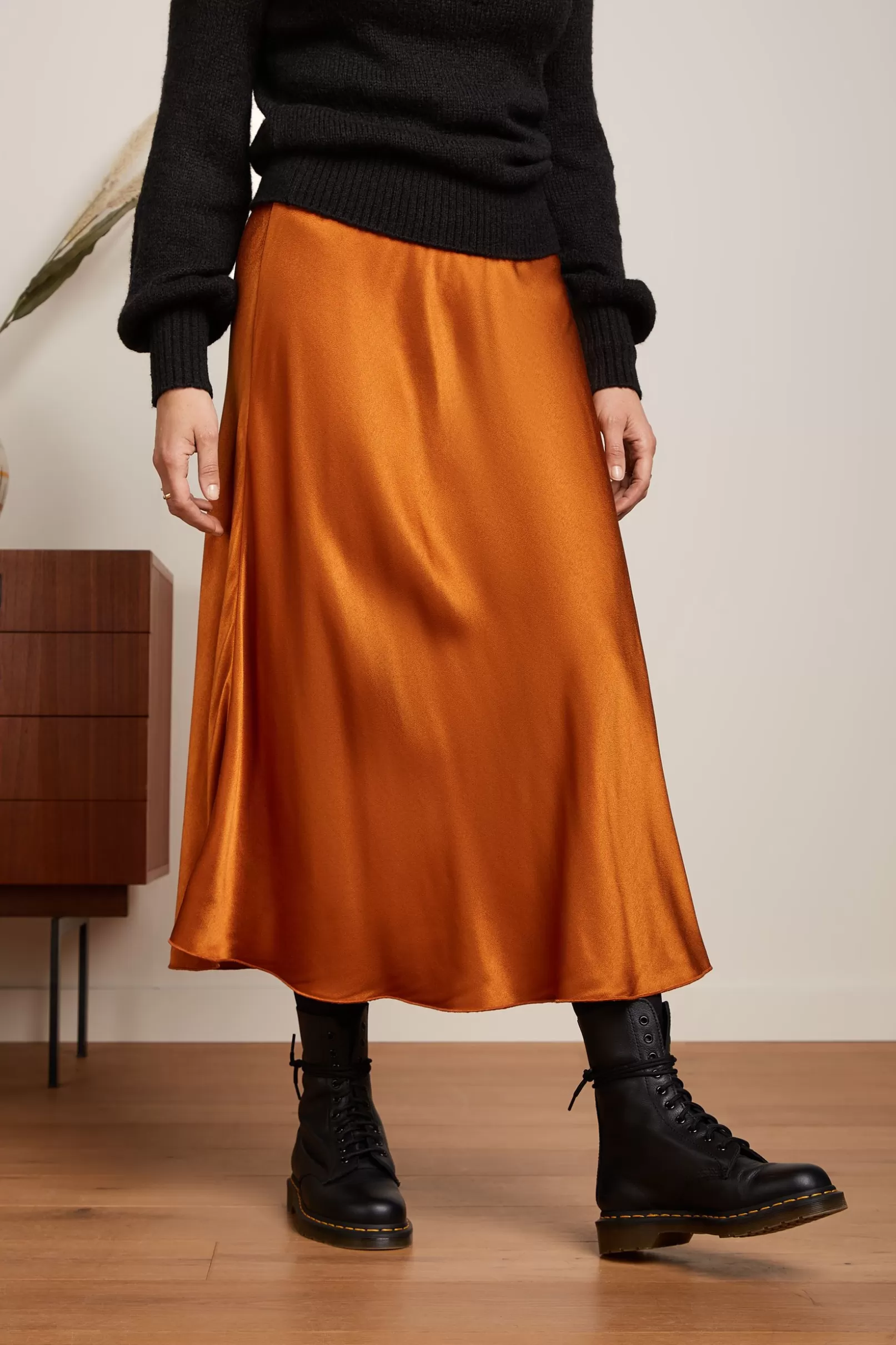 Rokken*King Louie Bibi Skirt Star Satin Maple Orange