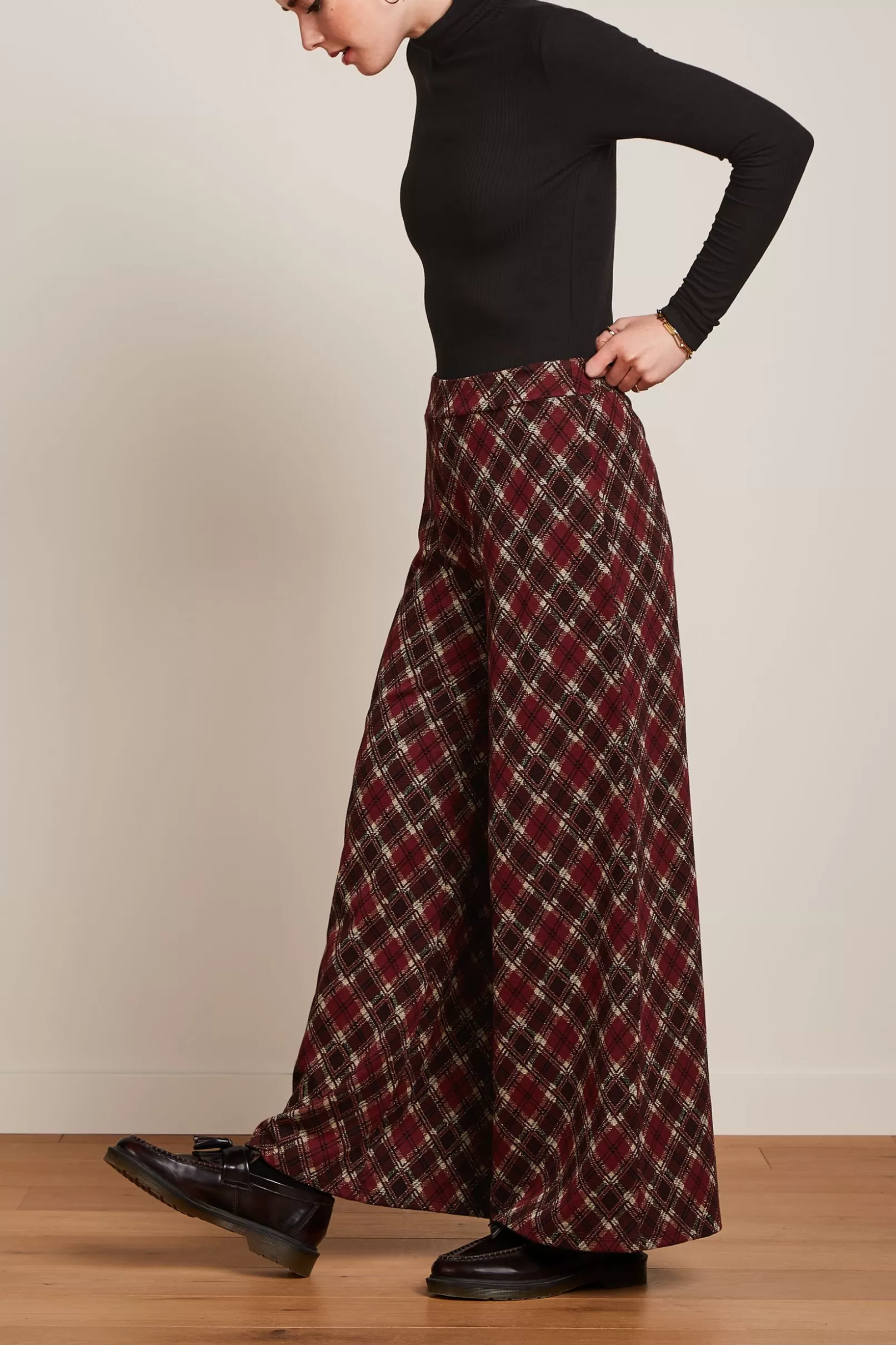 Broeken*King Louie Border Palazzo Pants Riley Jacquard Cabernet Red