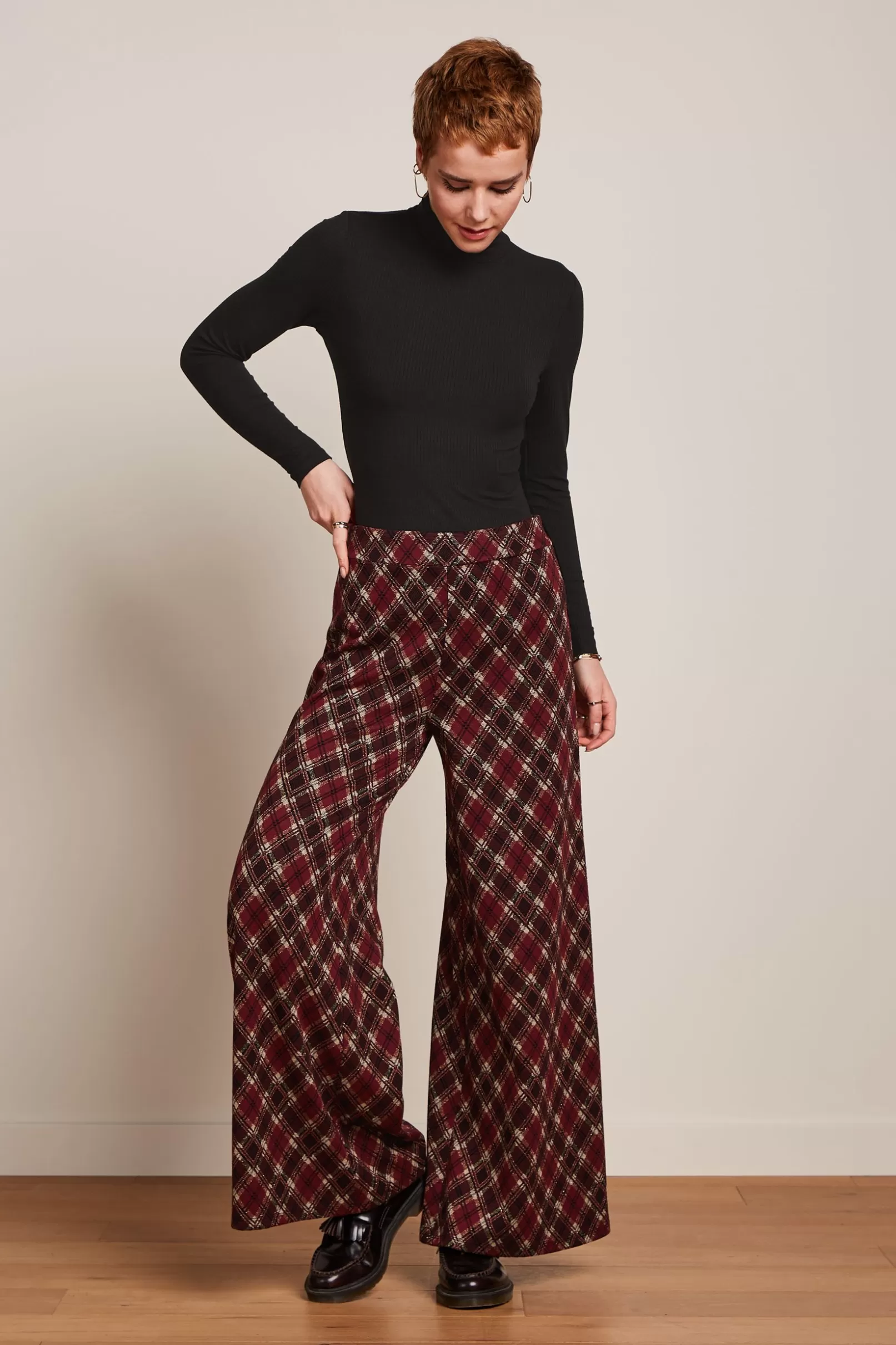 Broeken*King Louie Border Palazzo Pants Riley Jacquard Cabernet Red