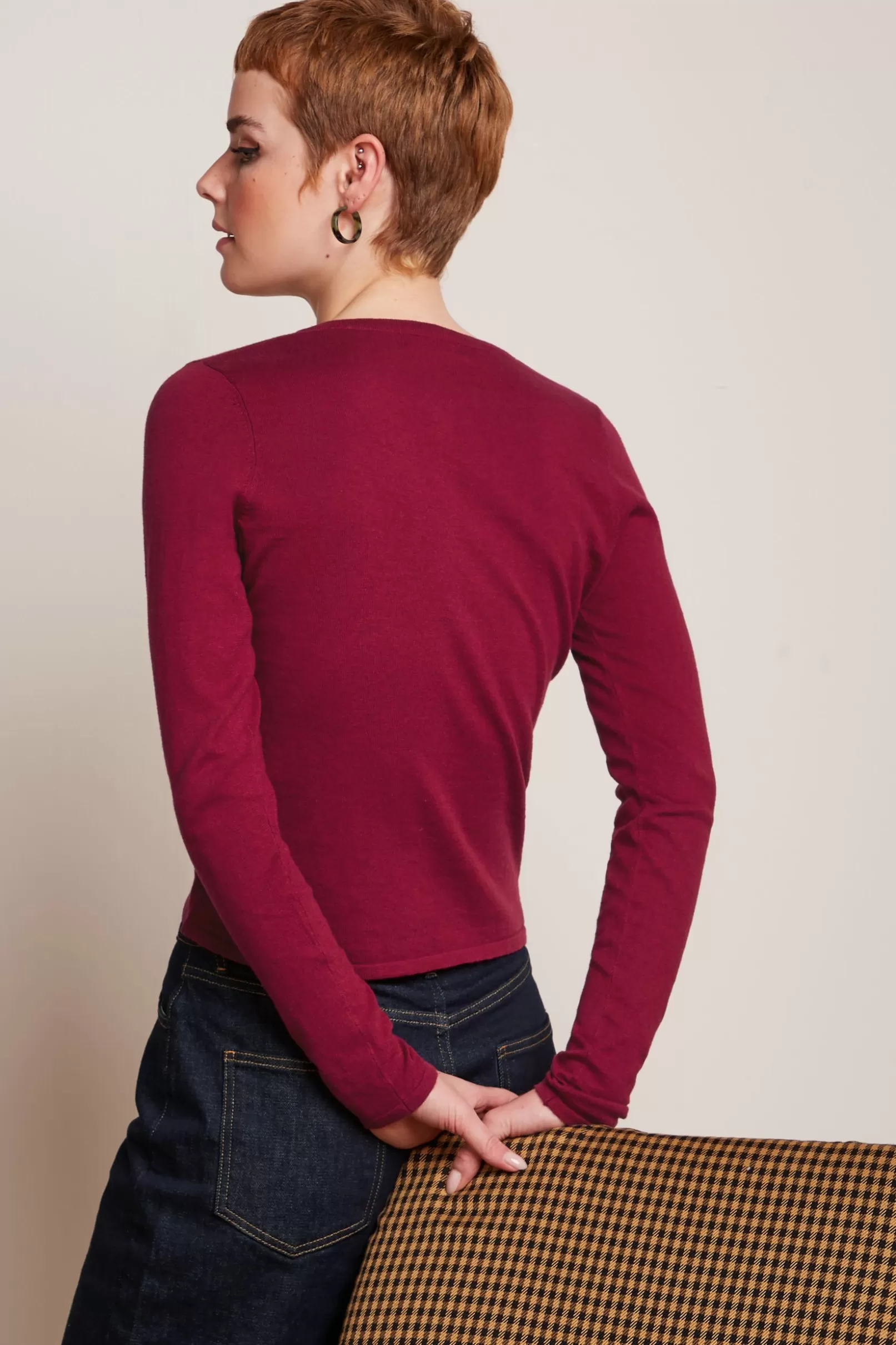 Vesten*King Louie Cardi Roundneck Cocoon Beaujolais Red