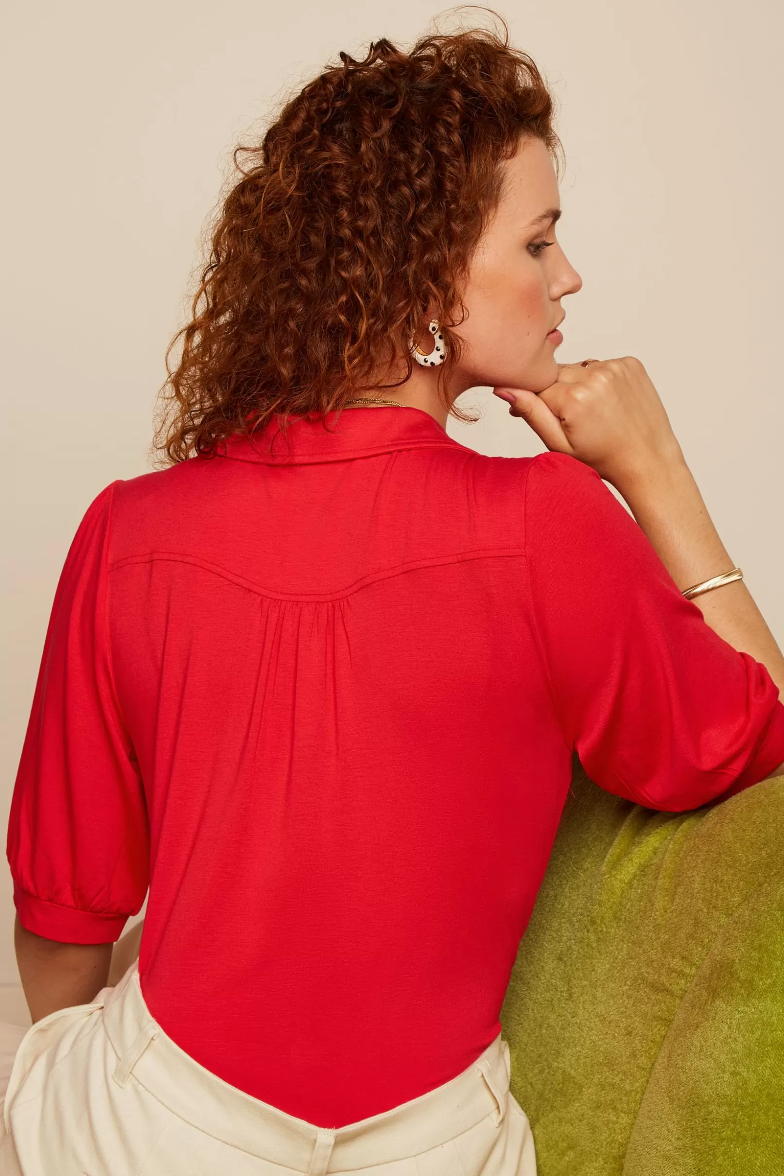 Blouses*King Louie Carina Blouse Ecovero Light Fiery Red