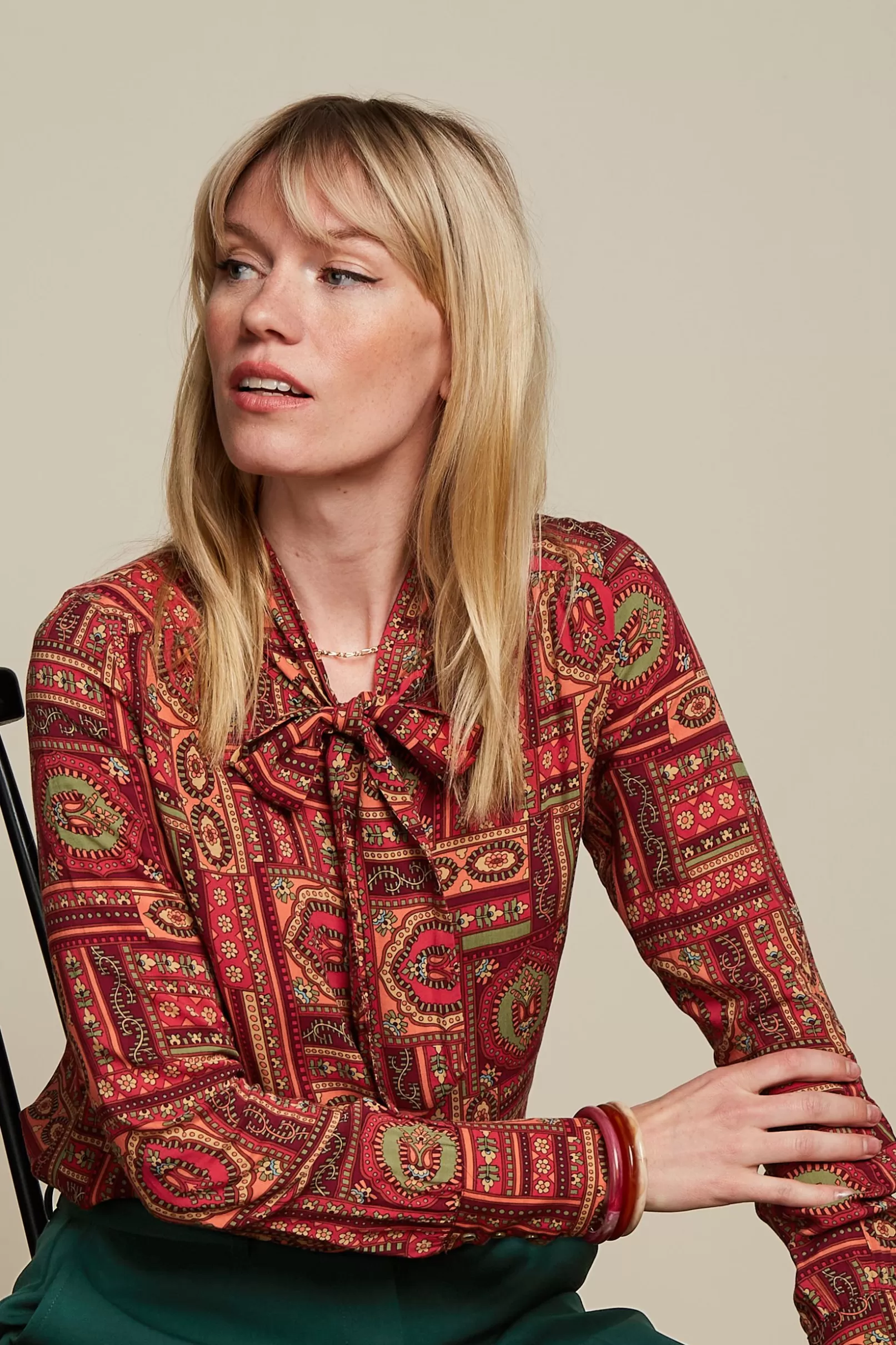 Blouses*King Louie Delia Blouse Balthazar Cabernet Red