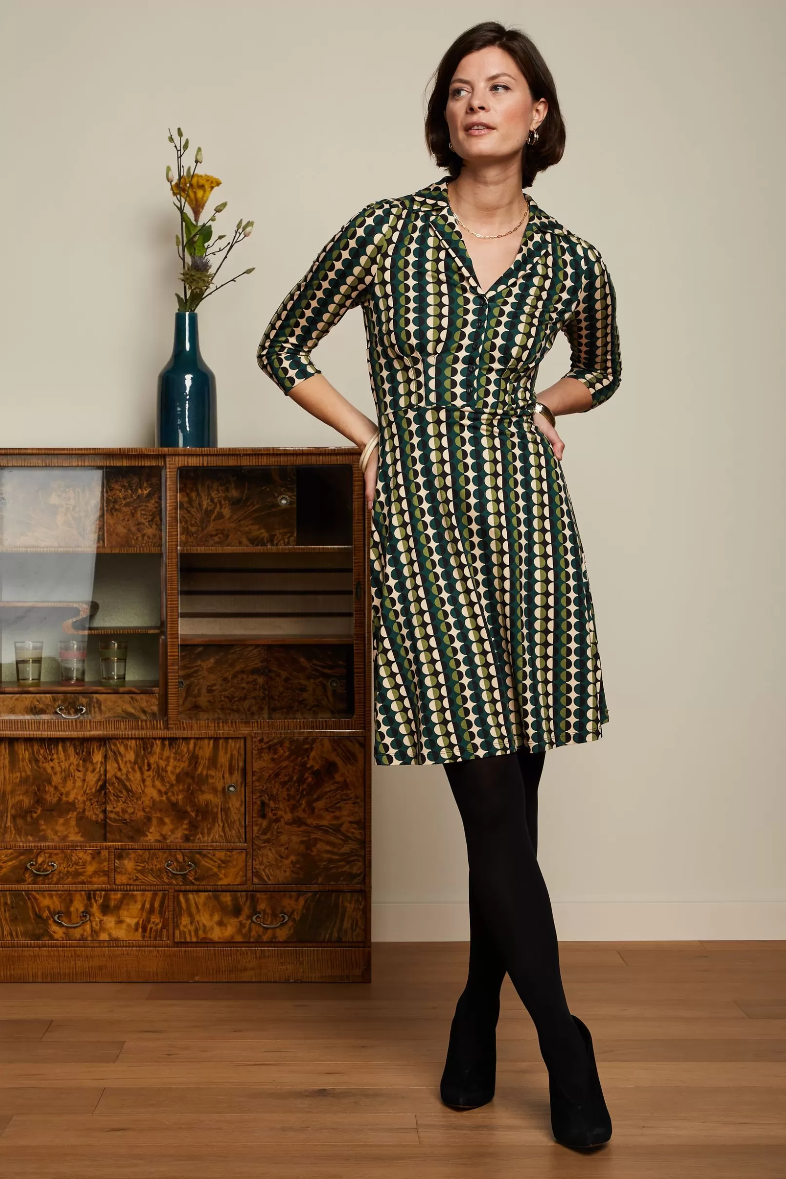 Jurken*King Louie Diner Dress Quincy Pine Green