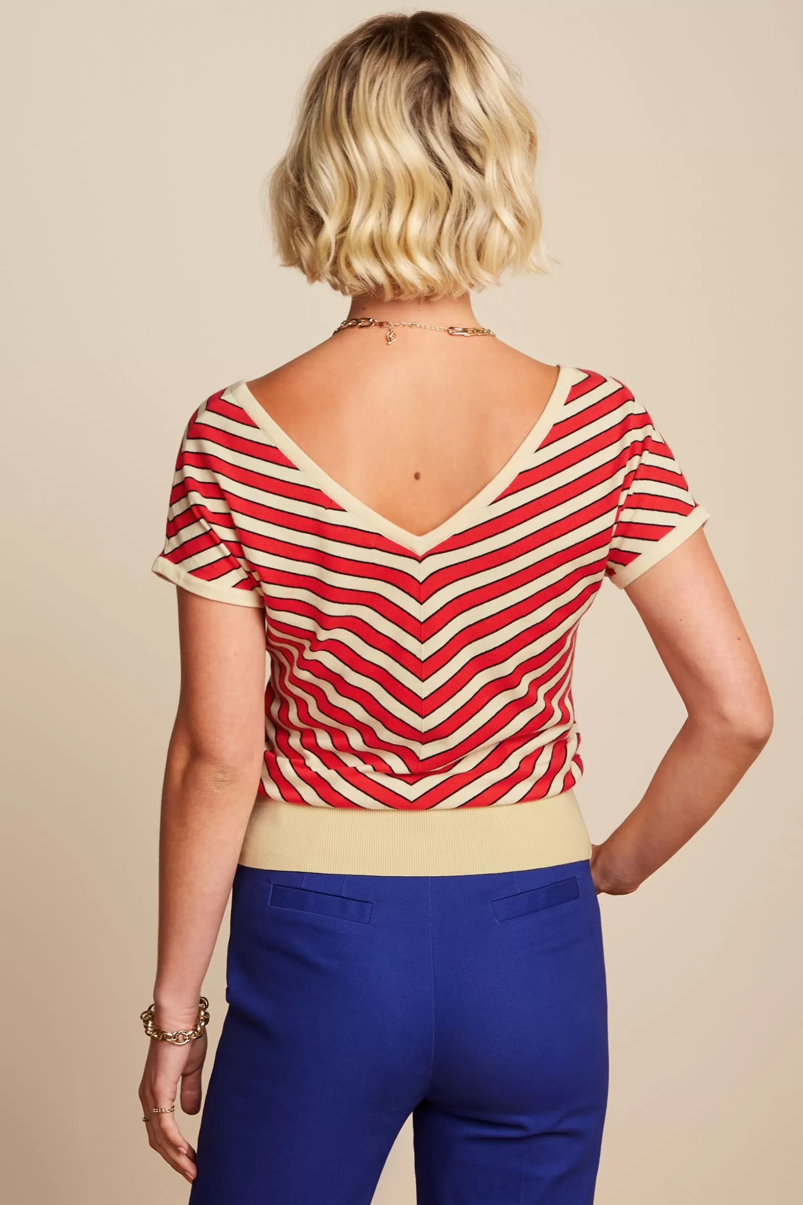 Tops & Shirts*King Louie Double V Top Port Stripe Fiery Red