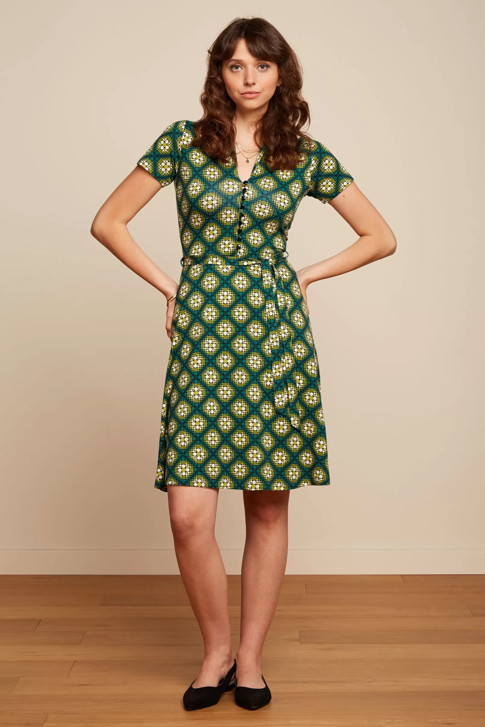 Jurken*King Louie Emmy Dress Kirby Para Green