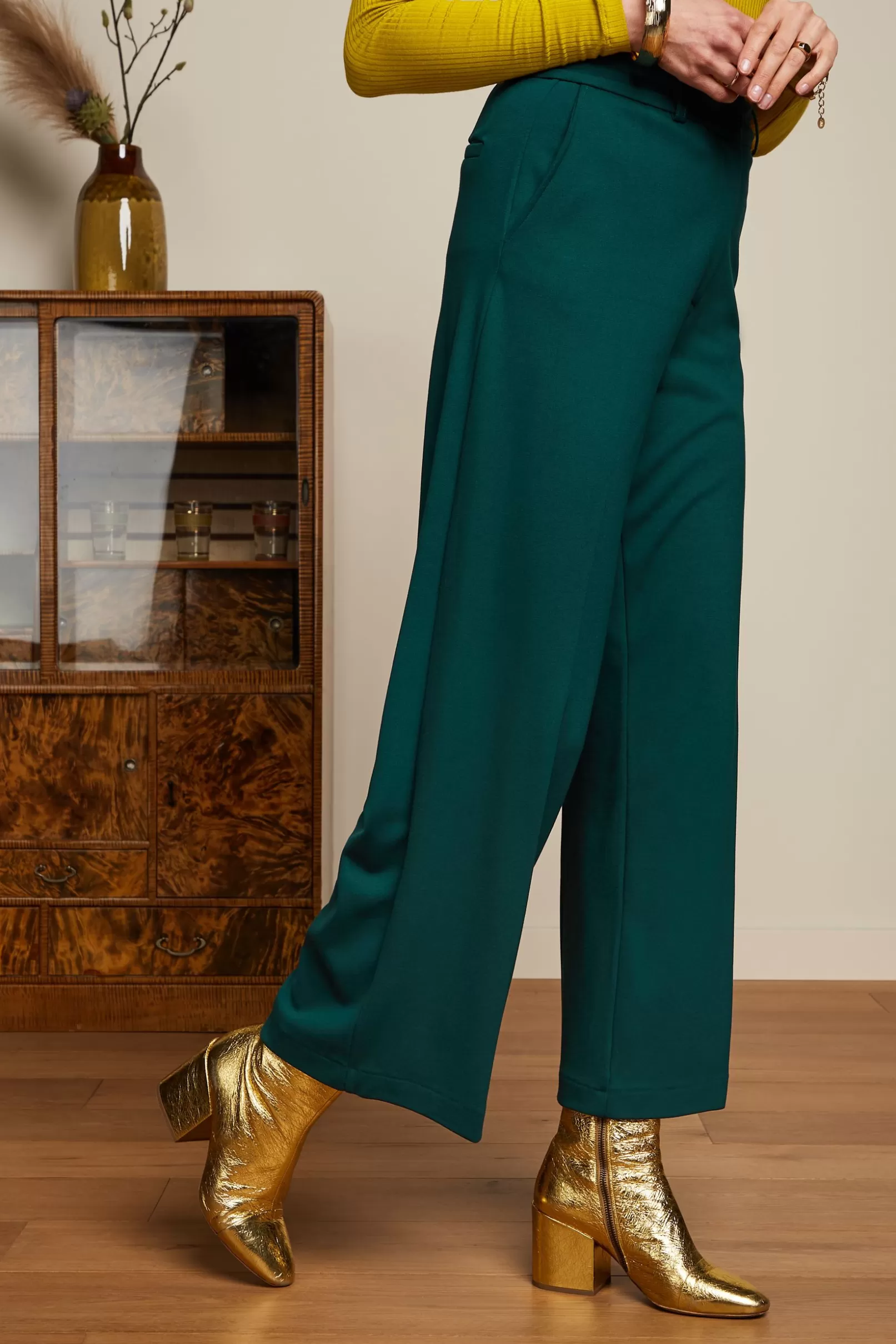 Broeken*King Louie Frederica Pants Milano Uni Pine Green