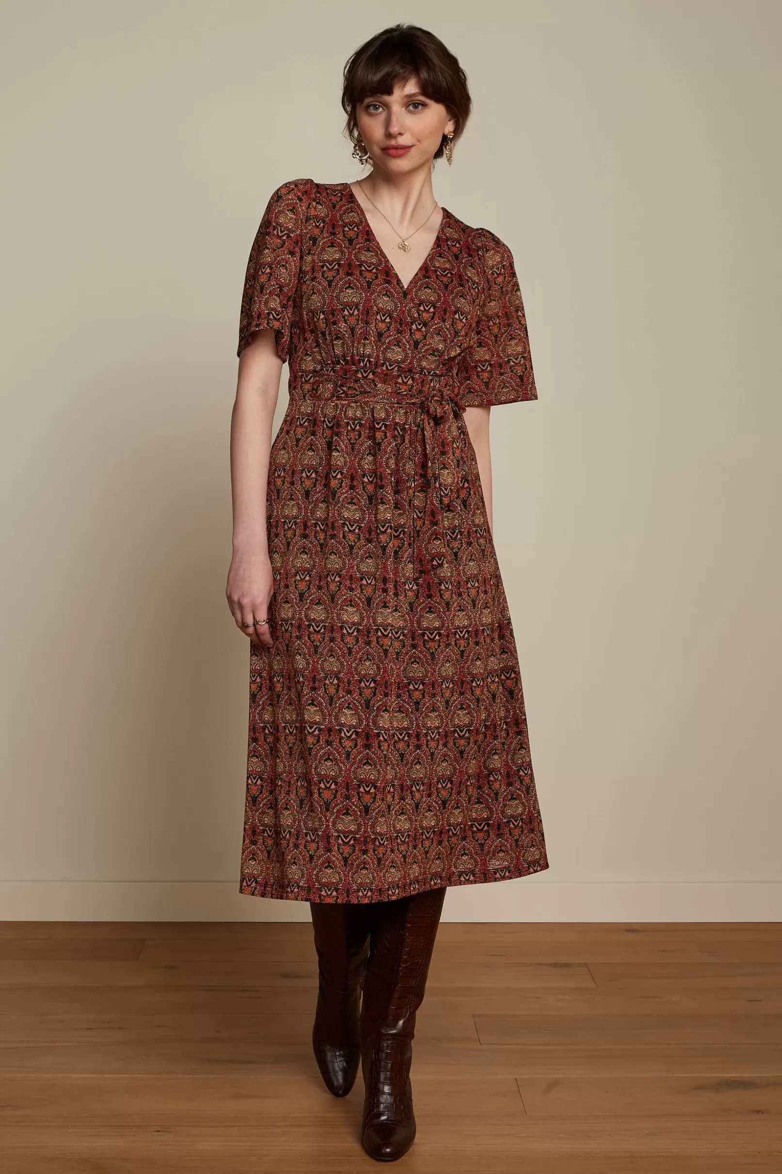 Jurken*King Louie Giorgia Dress Mystic Spicy Brown