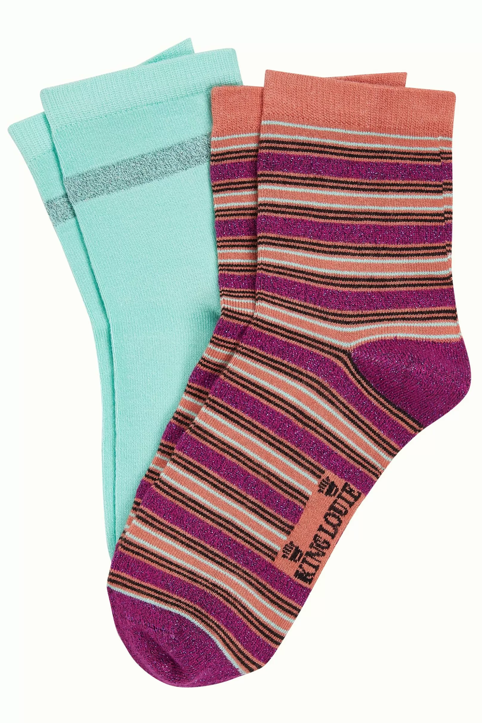 Accessoires*King Louie Half Socks 2-Pack Castillo Stripe Vivid Purple