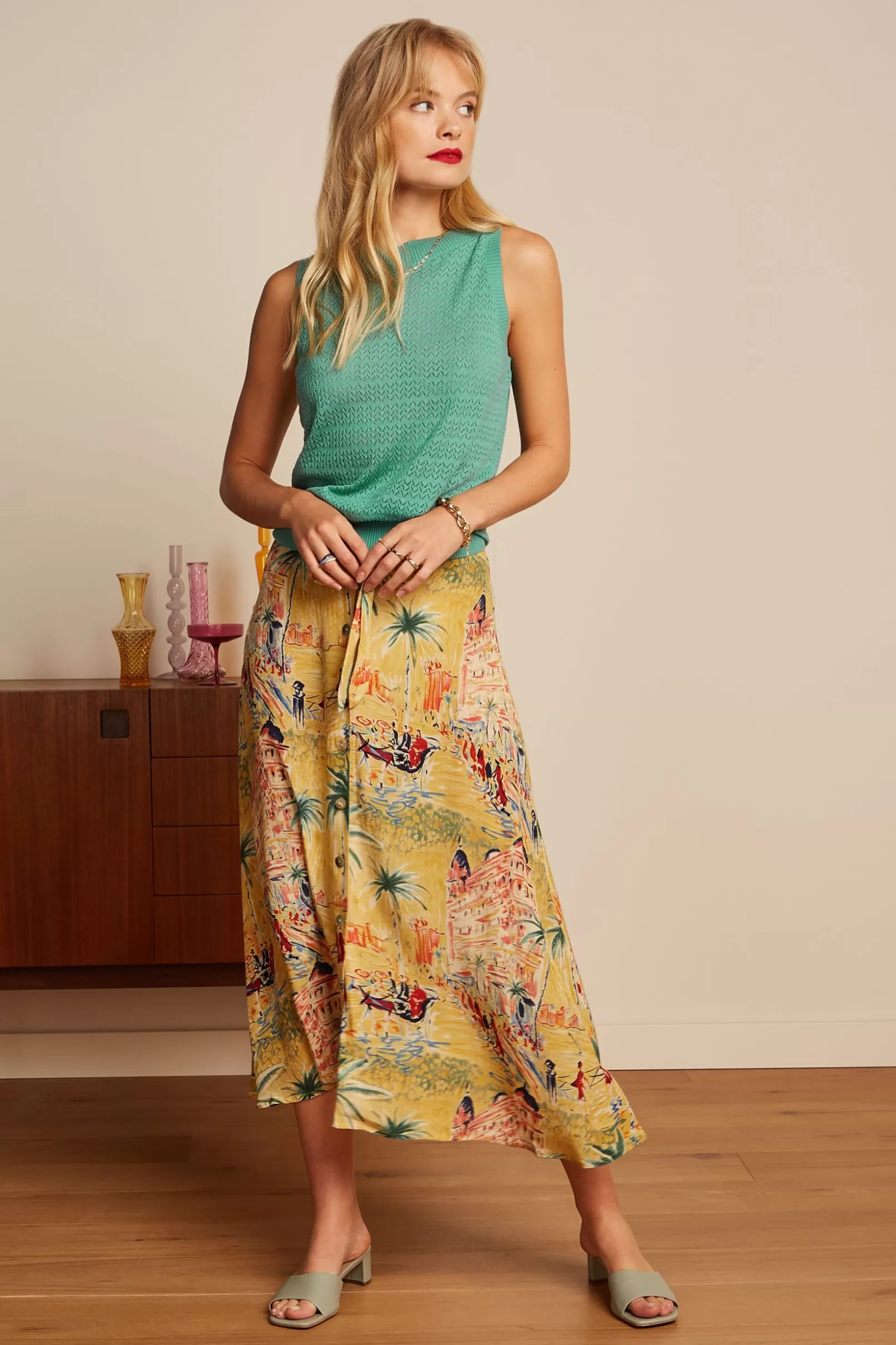 Rokken*King Louie Judy Midi Skirt Serafini Tuscan Yellow