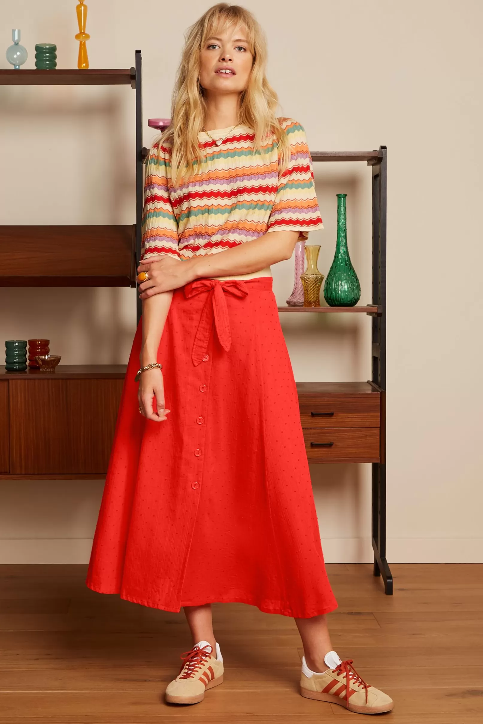 Rokken*King Louie Judy Midi Skirt Verano Fire Red