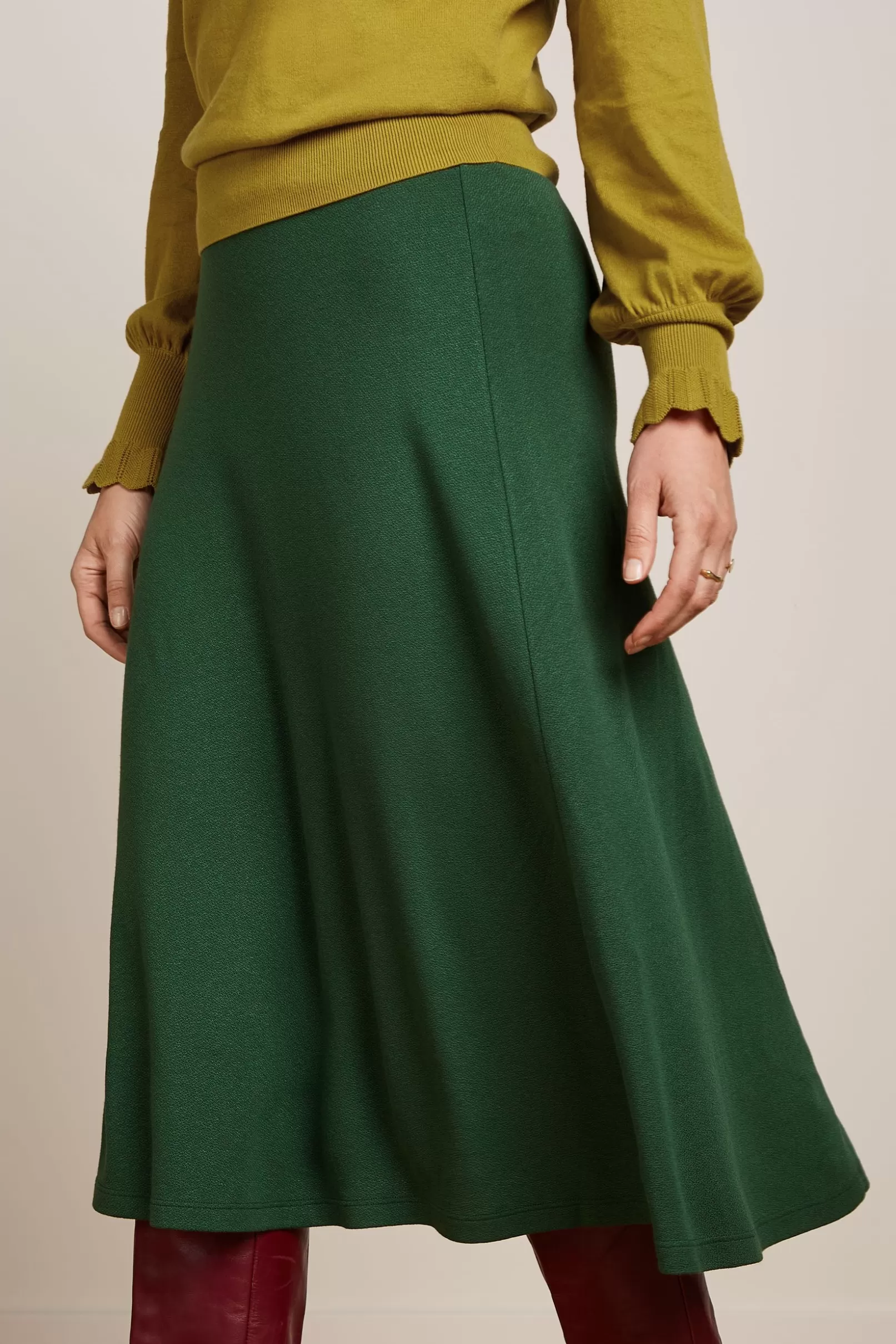 Rokken*King Louie Juno Midi Skirt Milano Crepe Forest Green