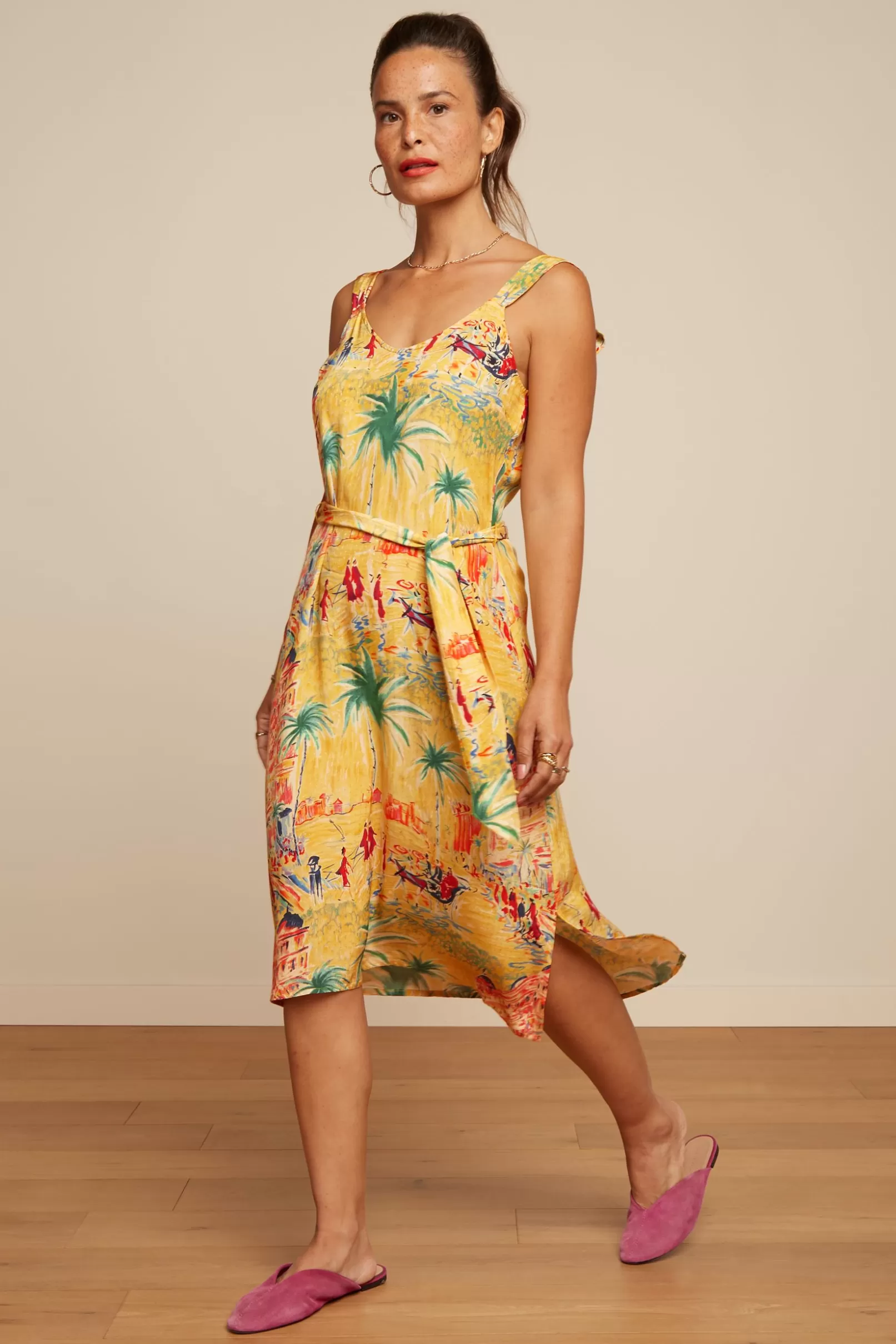 Jurken*King Louie Lenny Dress Serafini Tuscan Yellow