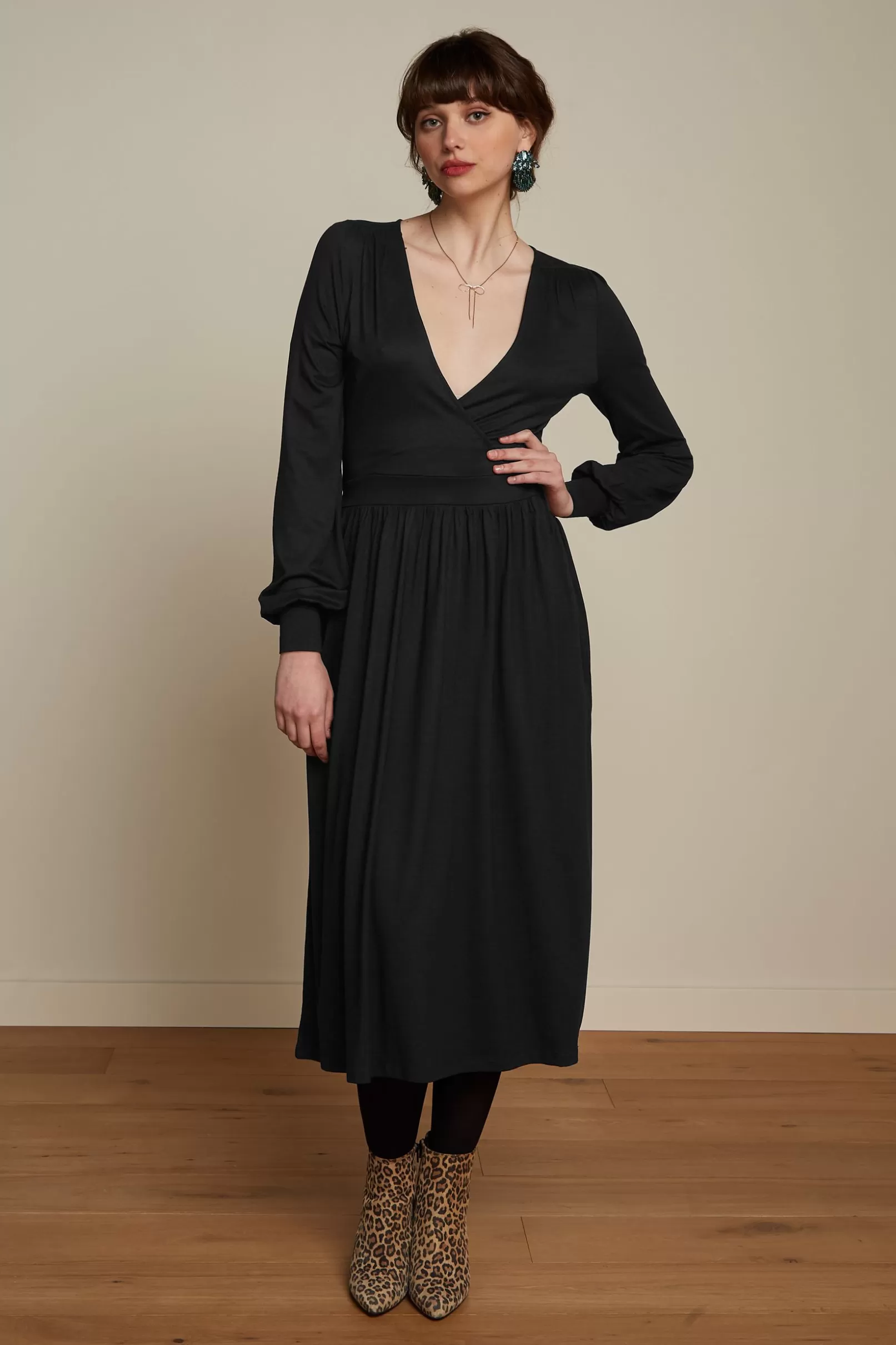 Jurken*King Louie Loretta Dress Ecovero Classic Black