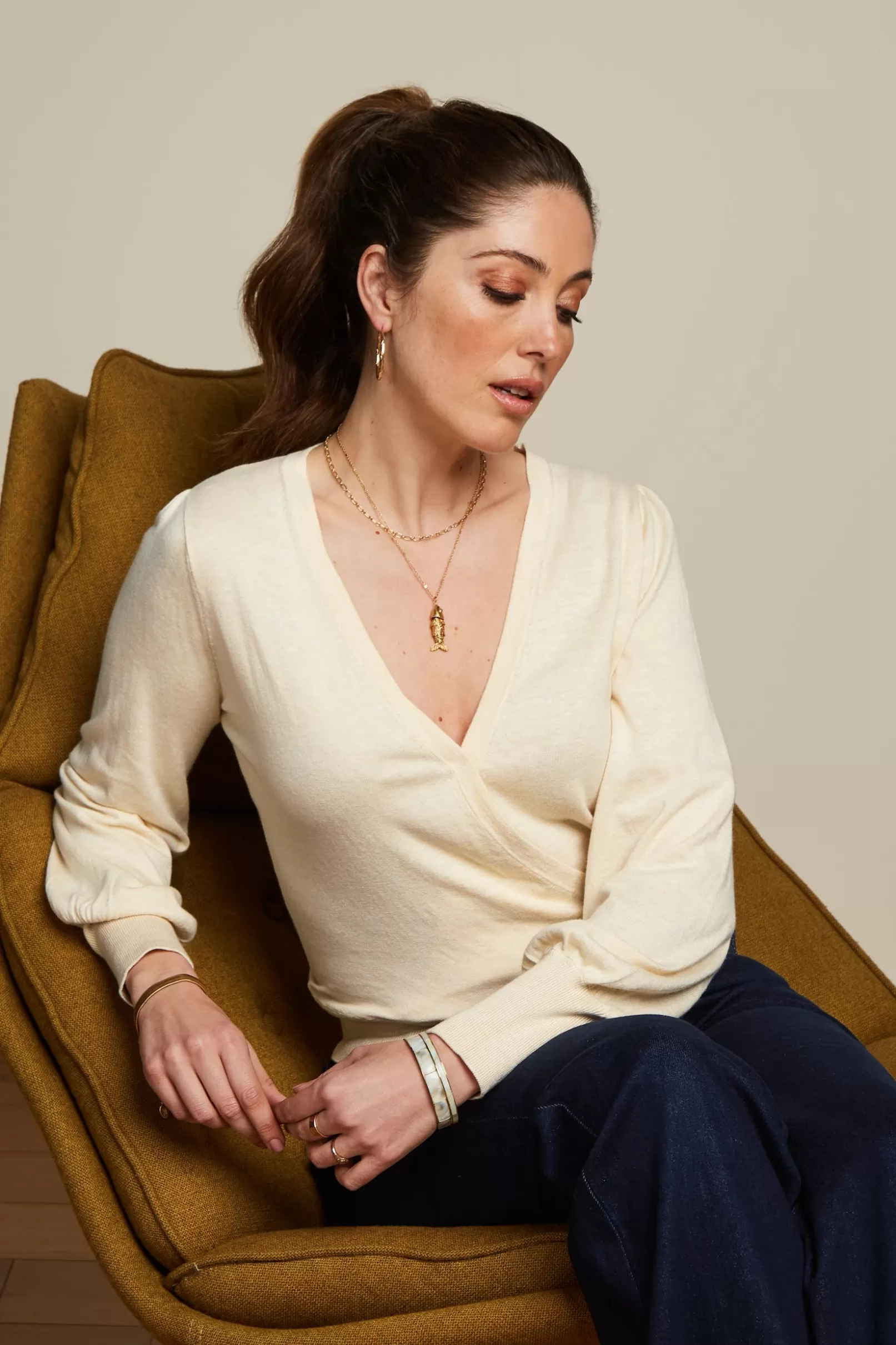 Tops & Shirts*King Louie Lulu Wrap Top Cocoon Cream