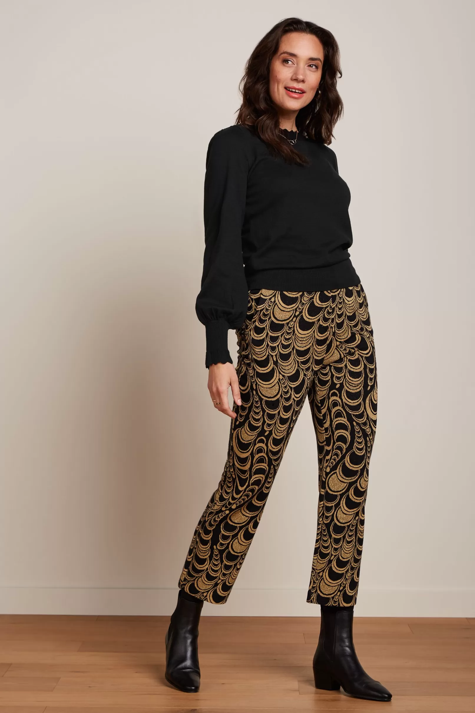 Broeken*King Louie Luz Cropped Pants Bobbin Jacquard Black