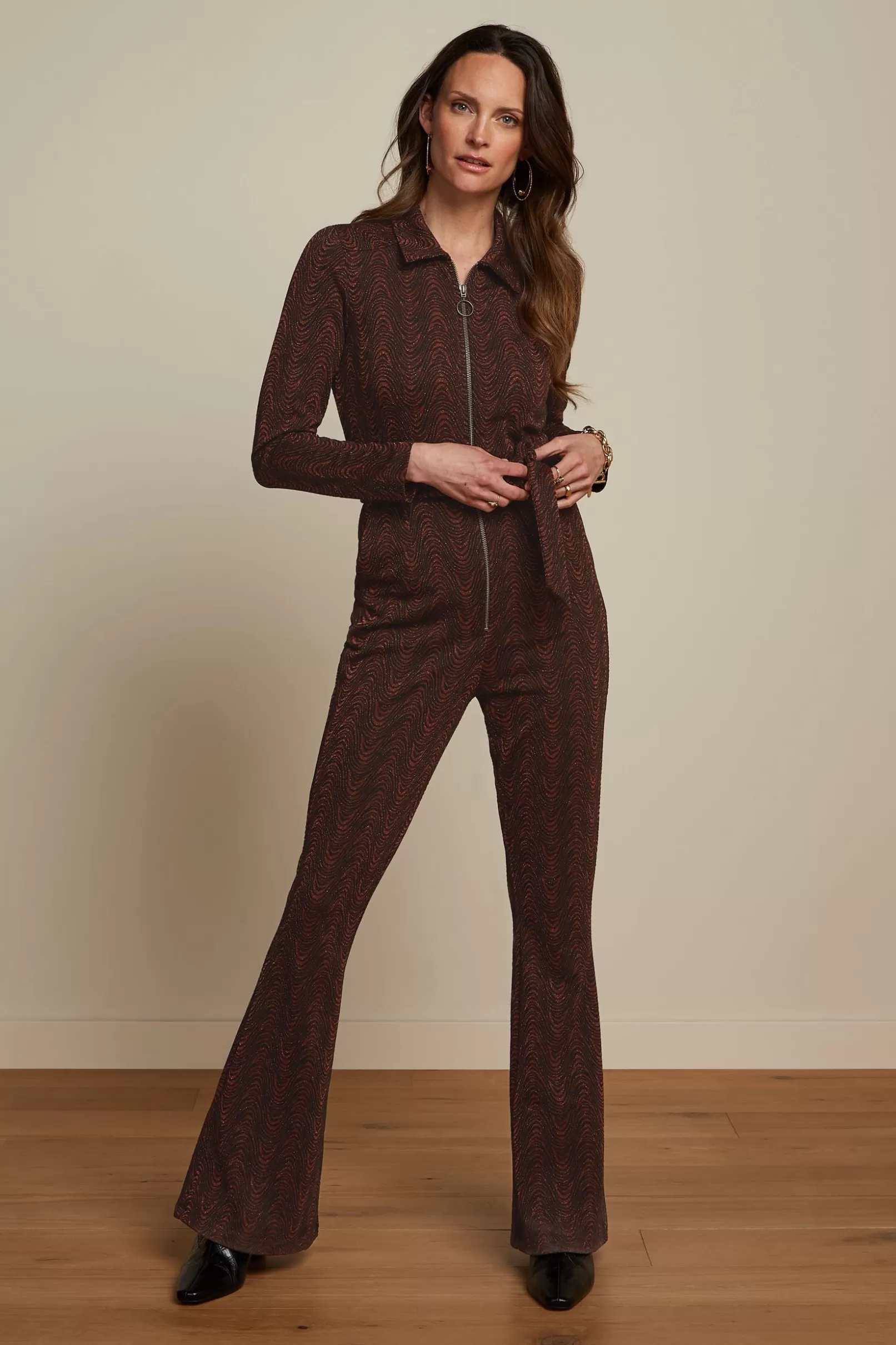 Jumpsuits*King Louie Macy Flared Jumpsuit Tempest Cognac Orange