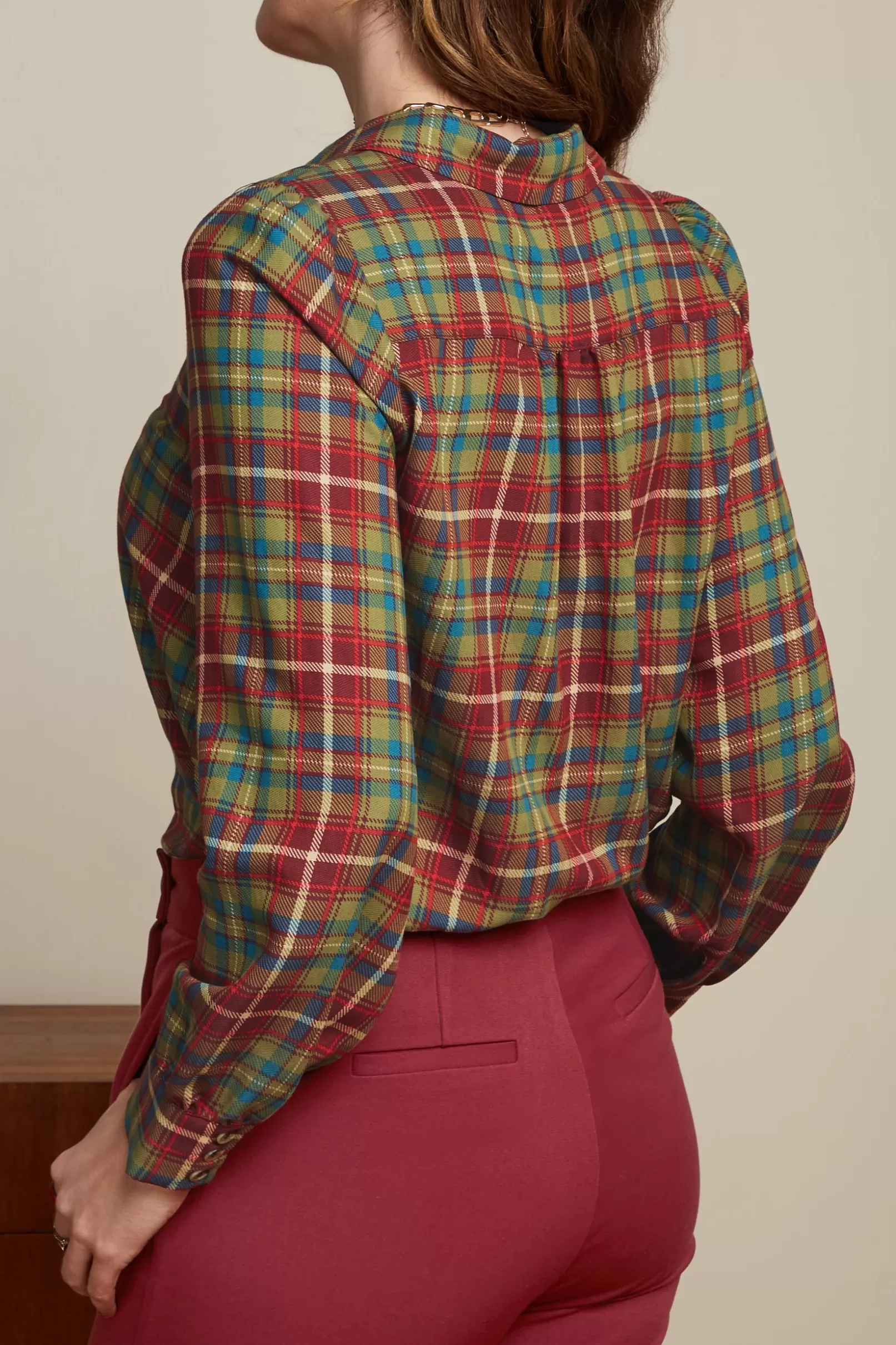 Blouses*King Louie Maisie Blouse Belmont Check Woodbine Green