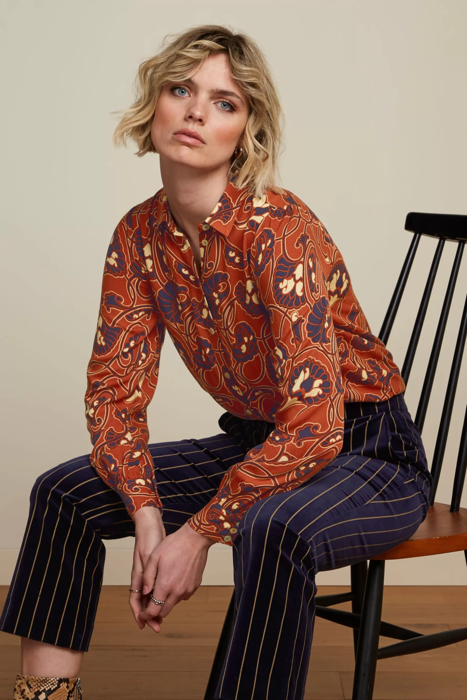 Blouses*King Louie Maisie Blouse Cecilia Spicy Brown