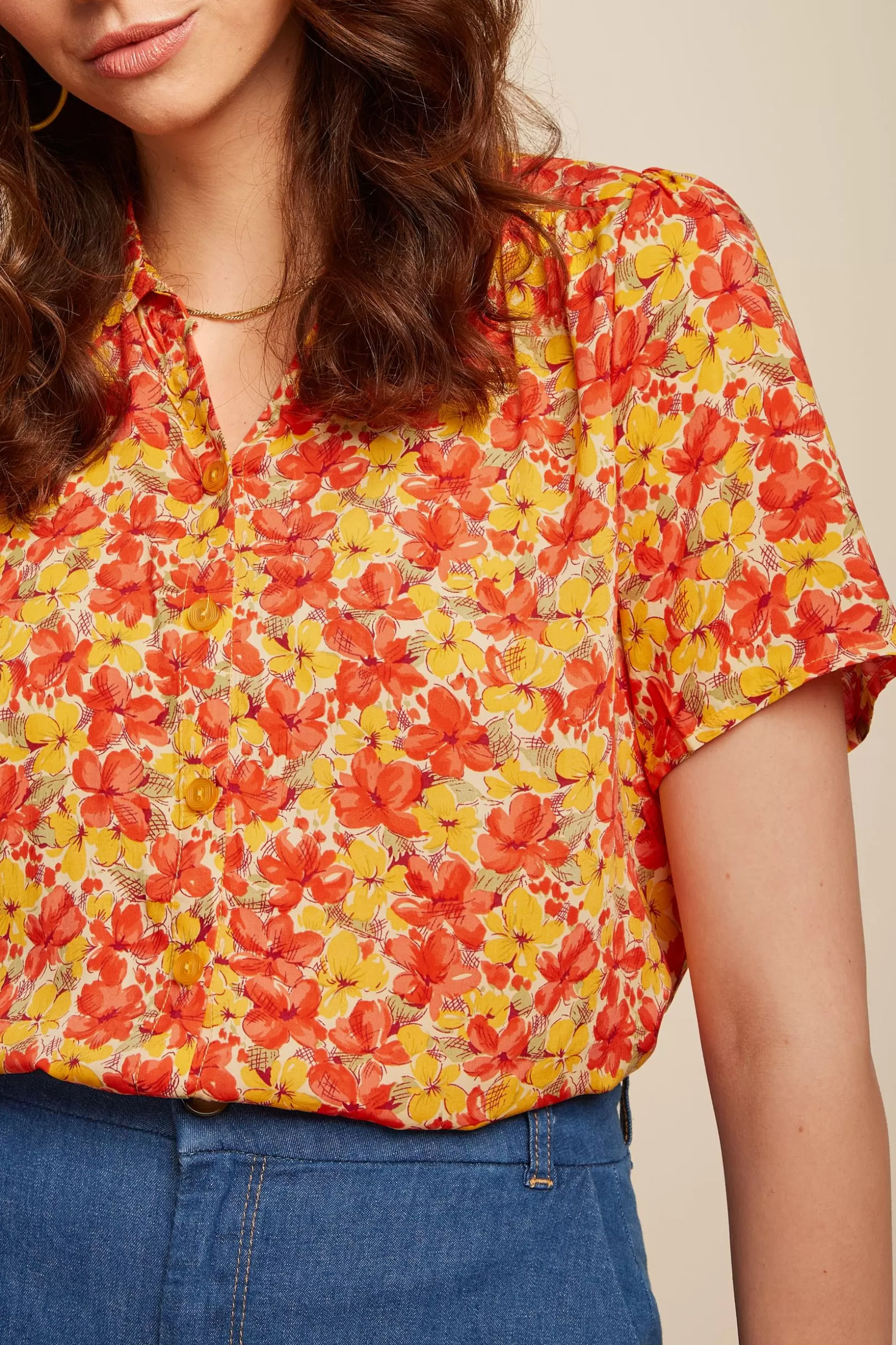 Blouses*King Louie Maisie Blouse Doree Fiesta Red