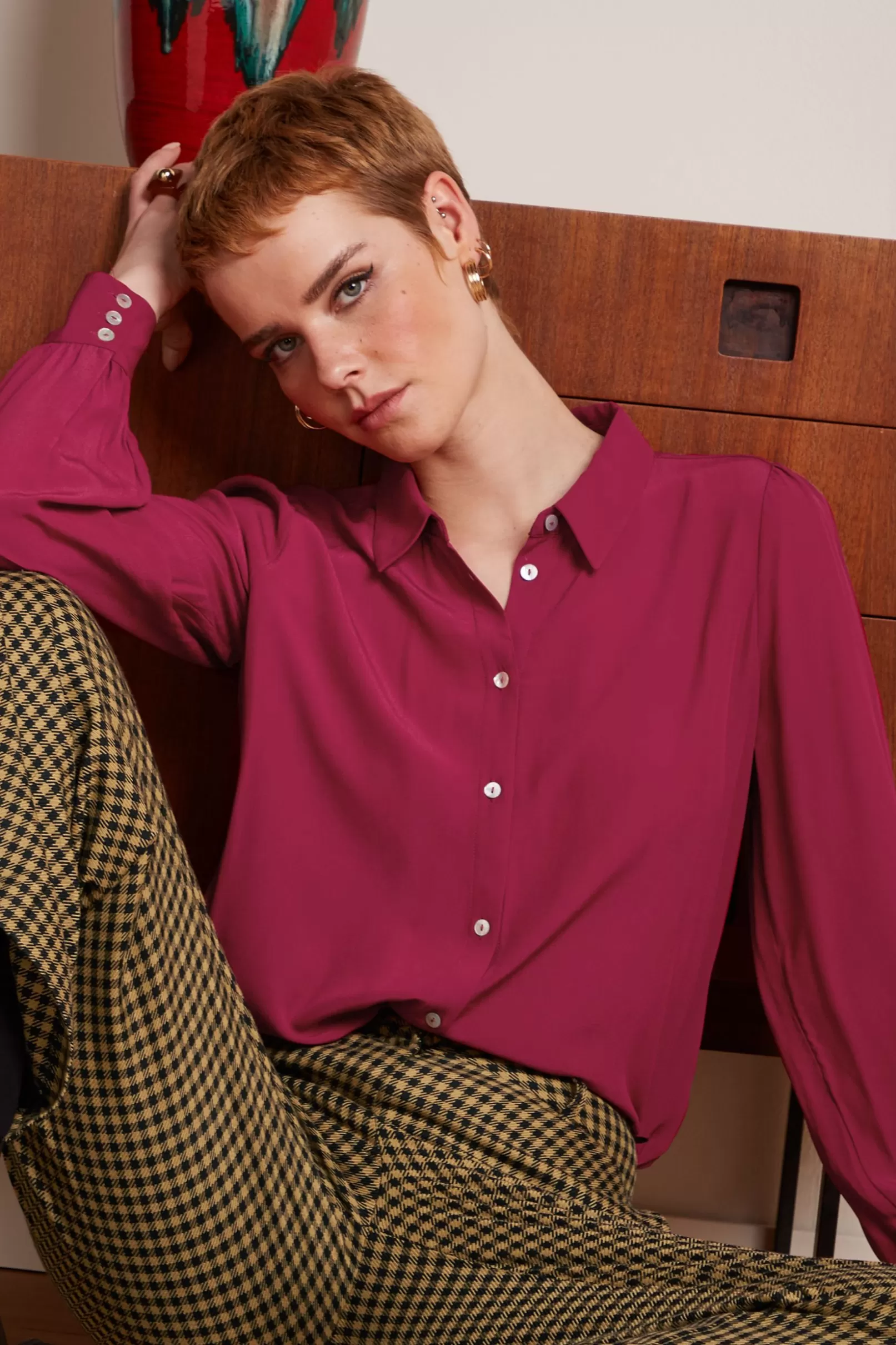 Blouses*King Louie Maisie Blouse Etoile Framboise Pink