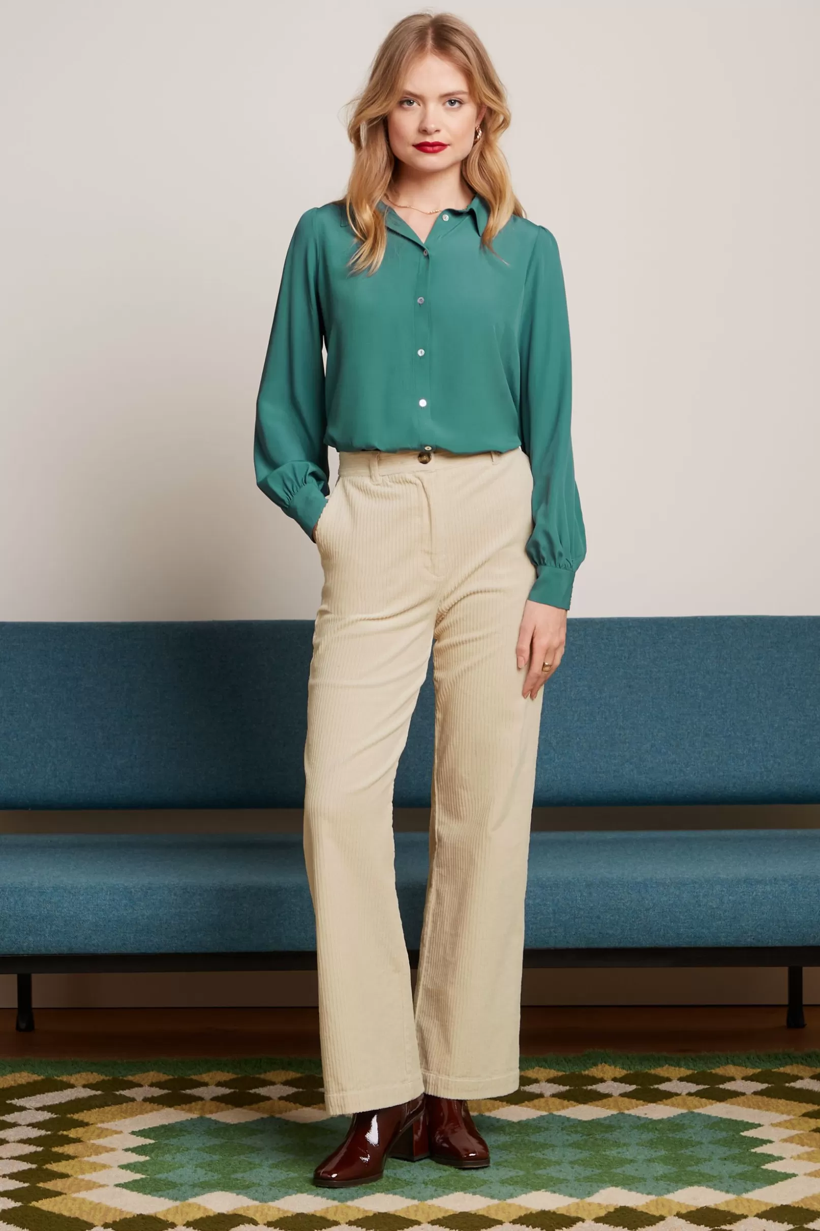 Blouses*King Louie Maisie Blouse Etoile Smoke Green