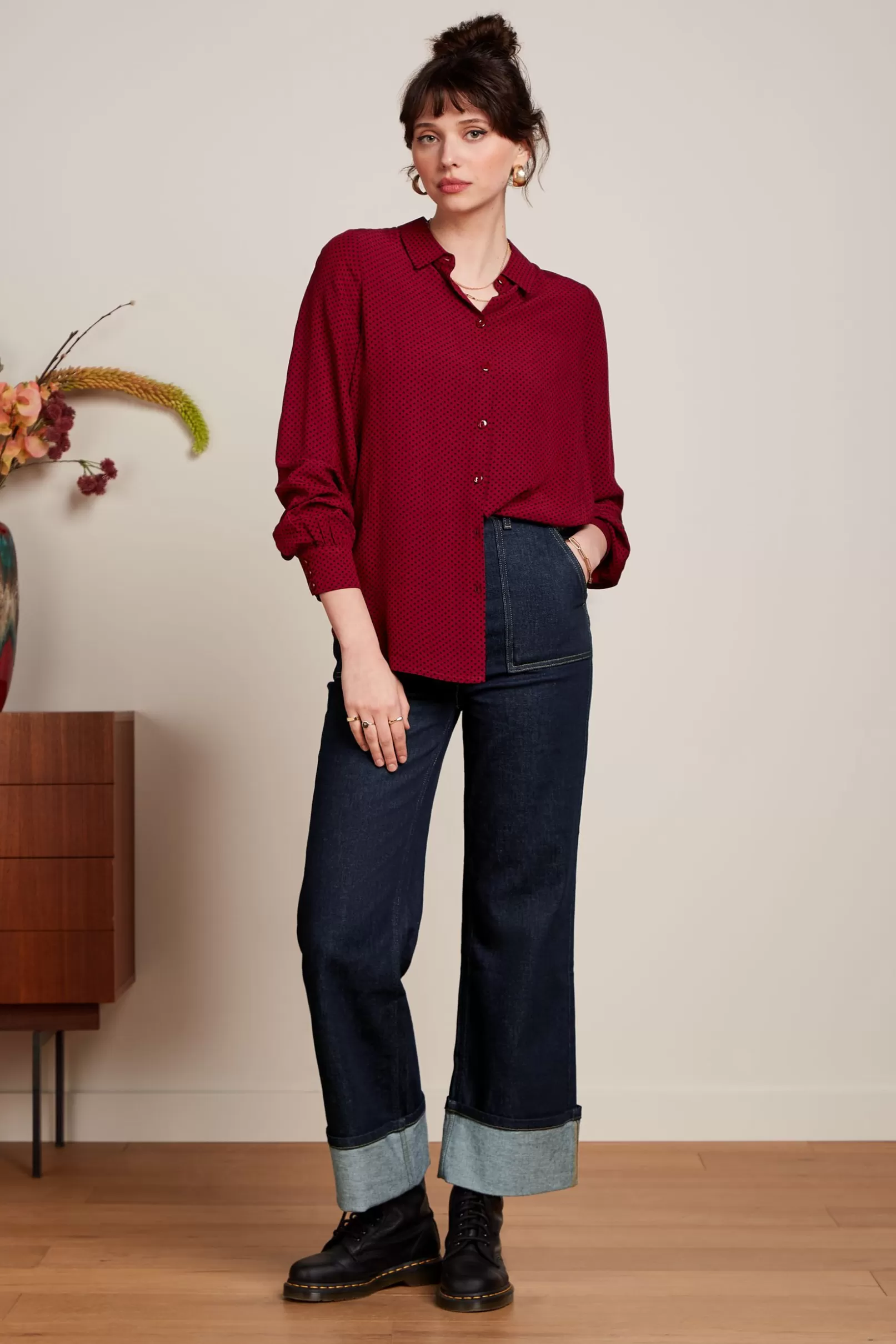 Blouses*King Louie Maisie Blouse Piper Cabernet Red