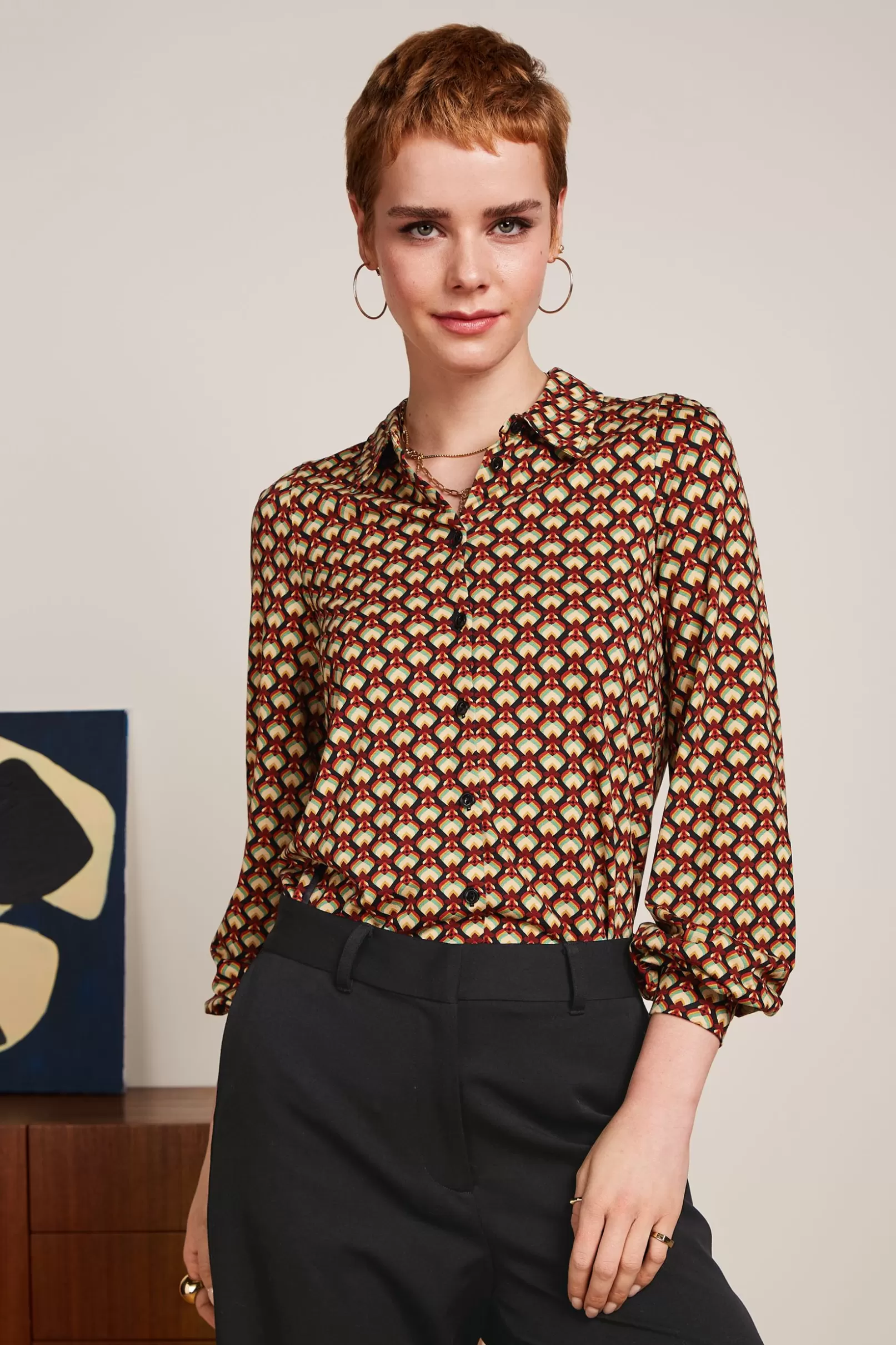 Blouses*King Louie Maisie Blouse Valet Cabernet Red