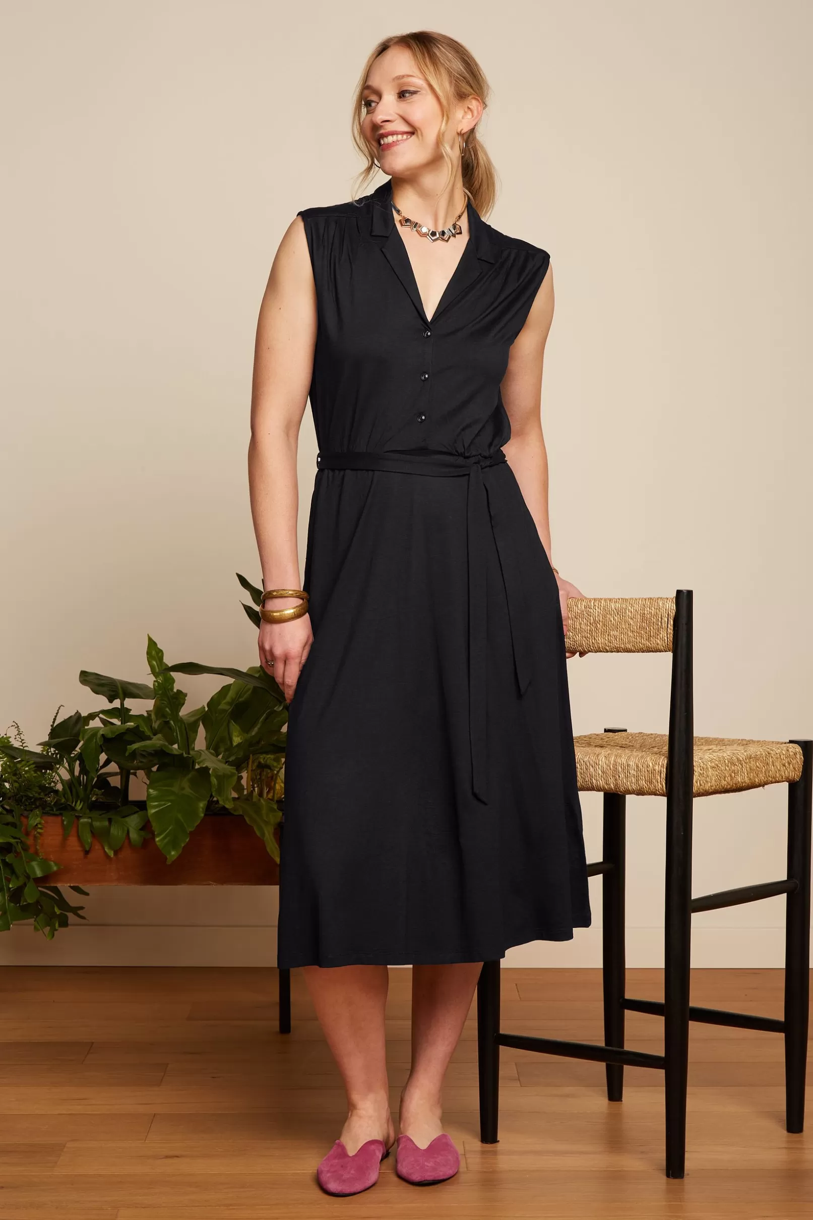 Jurken*King Louie Marianne Dress Ecovero Classic Black