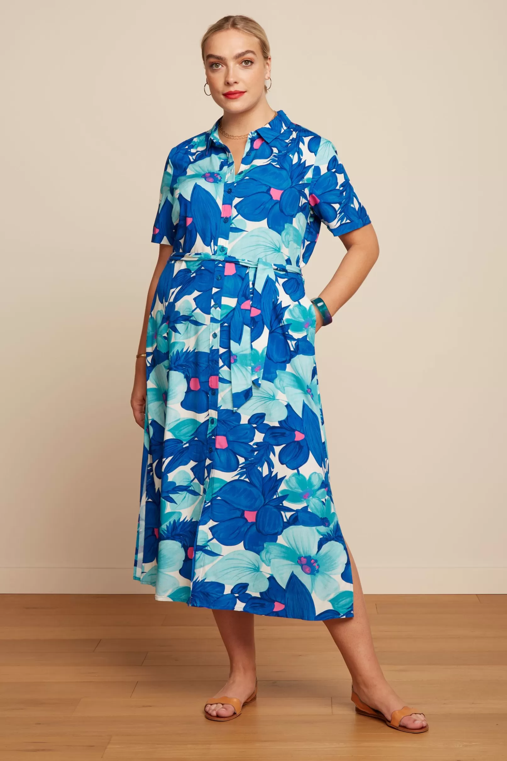 Jurken*King Louie Olive Midi Dress Seychelles Surf Blue