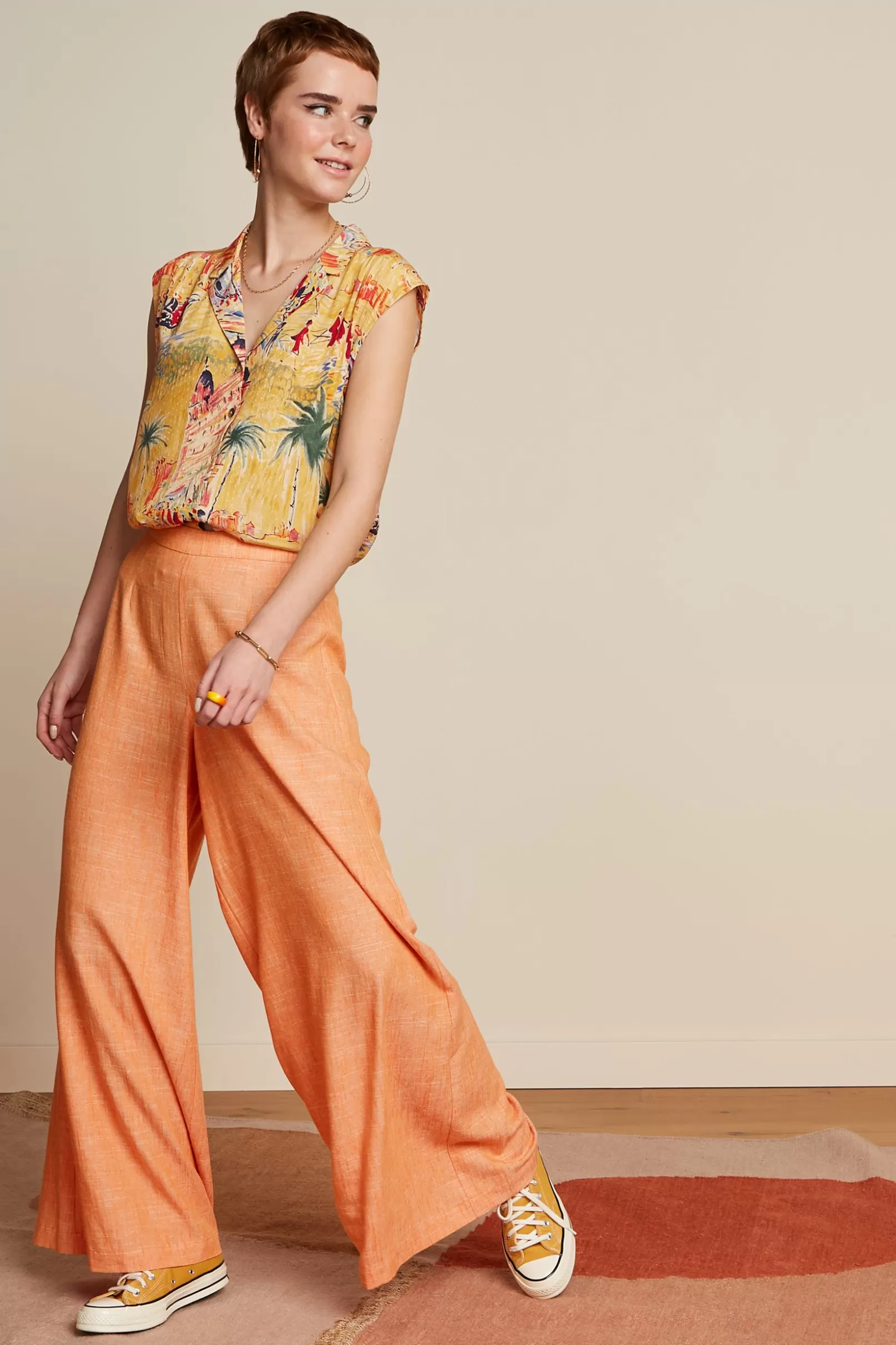 Broeken*King Louie Palazzo Pants Camonte Reef Coral