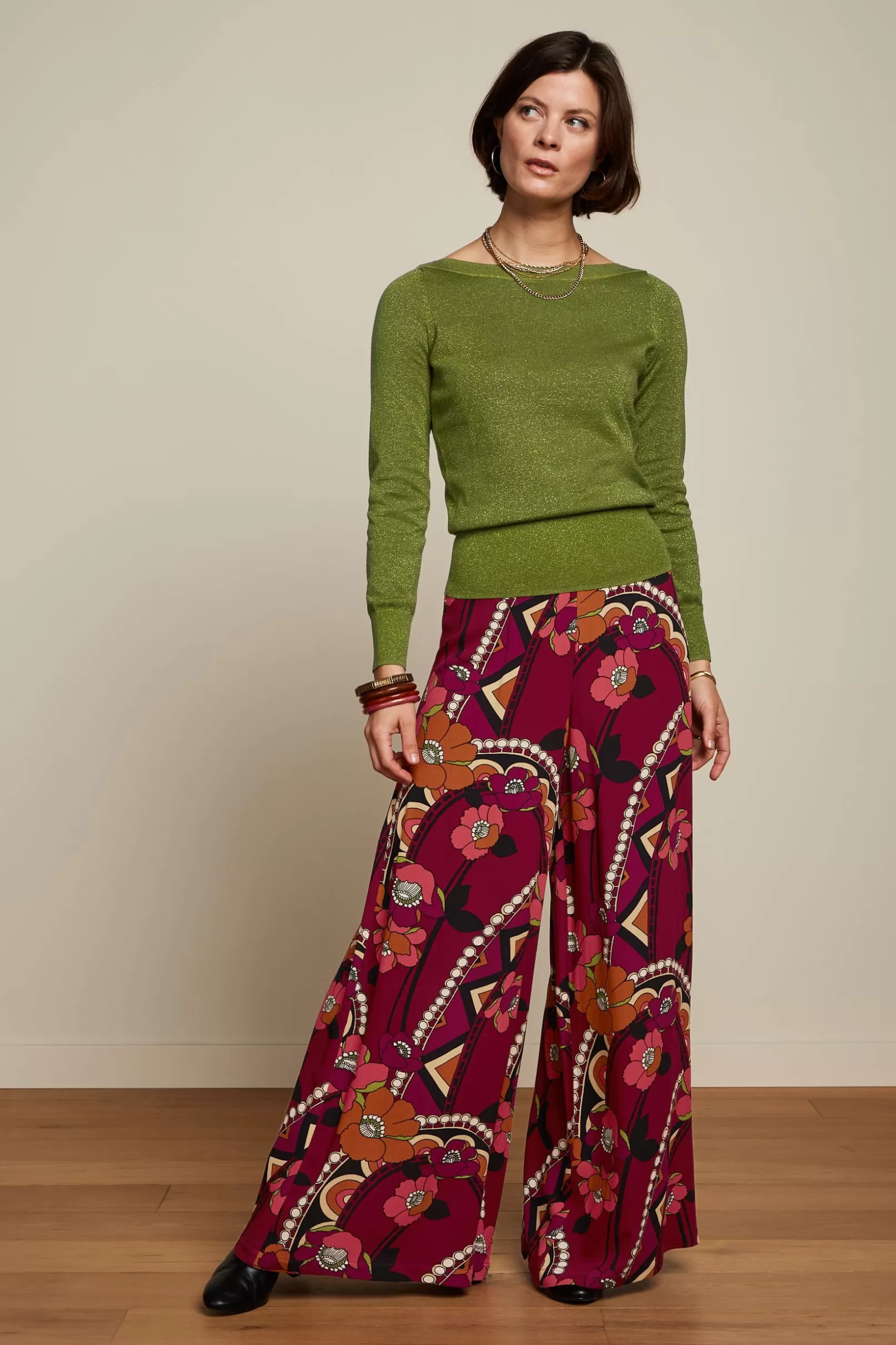 Broeken*King Louie Palazzo Pants Lovechild Cabernet Red