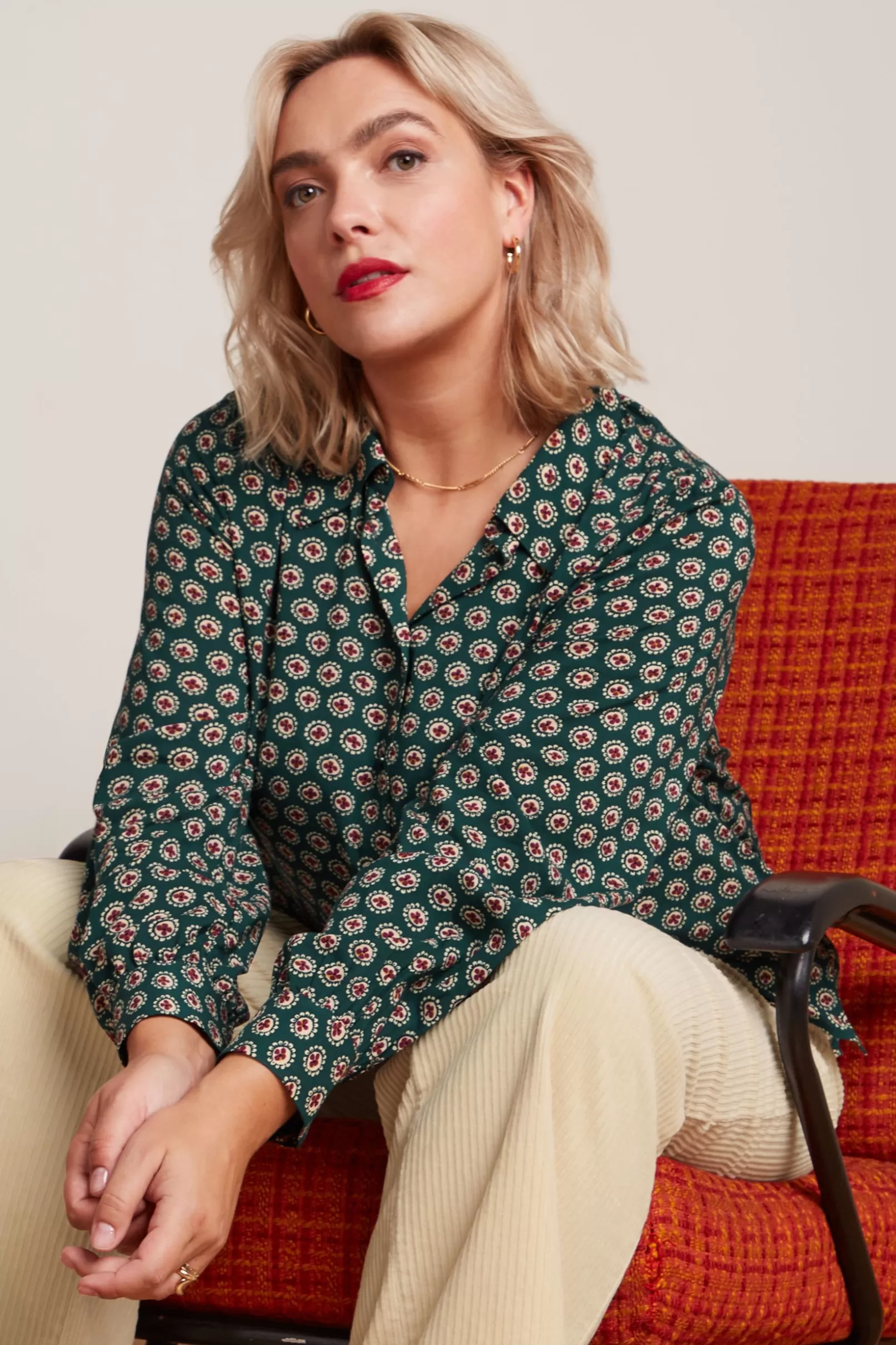 Blouses*King Louie Remi Blouse Elliot Pine Green