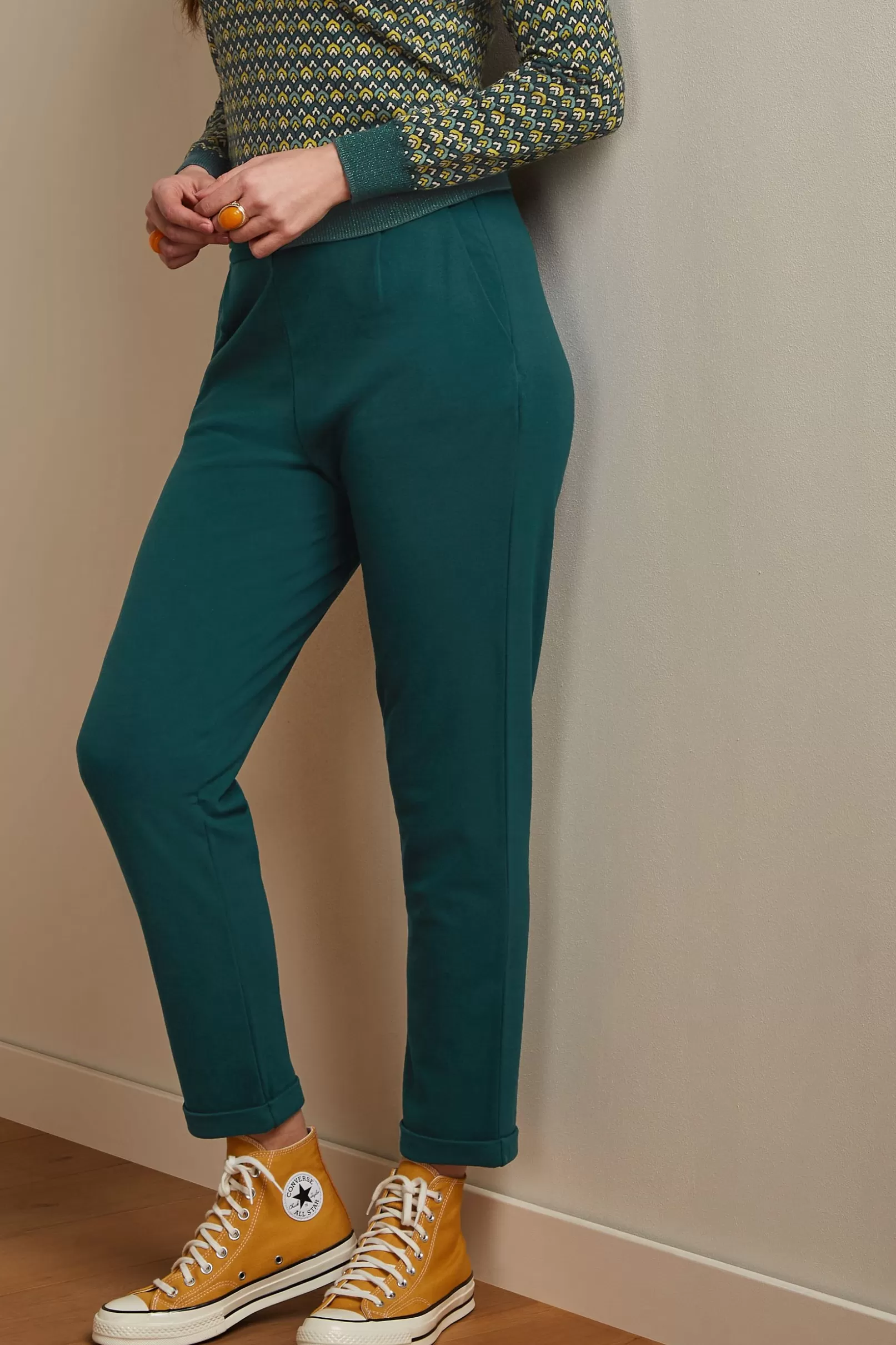 Broeken*King Louie Roisin Pants Milano Uni Pine Green