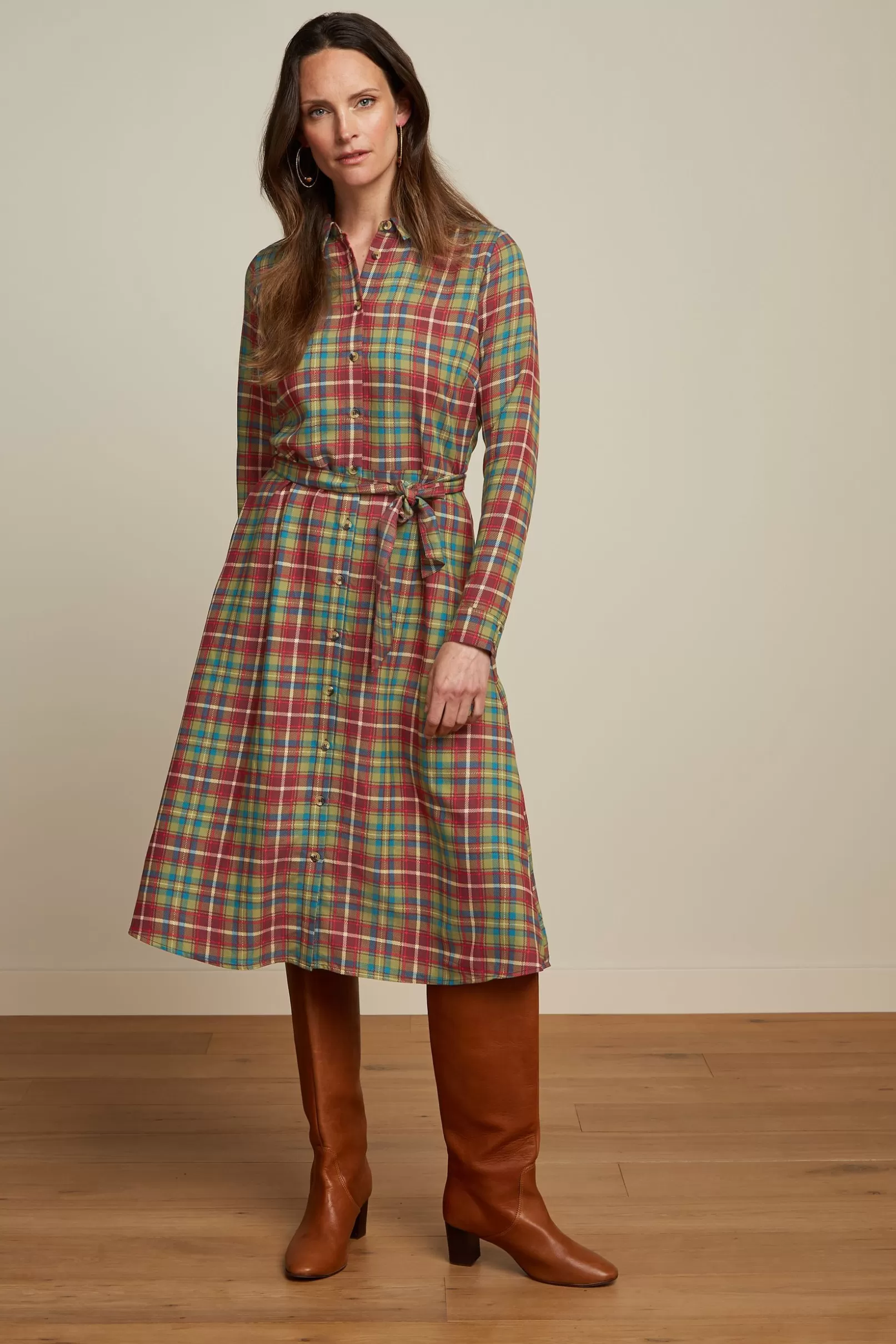 Jurken*King Louie Rosie Dress Belmont Check Woodbine Green