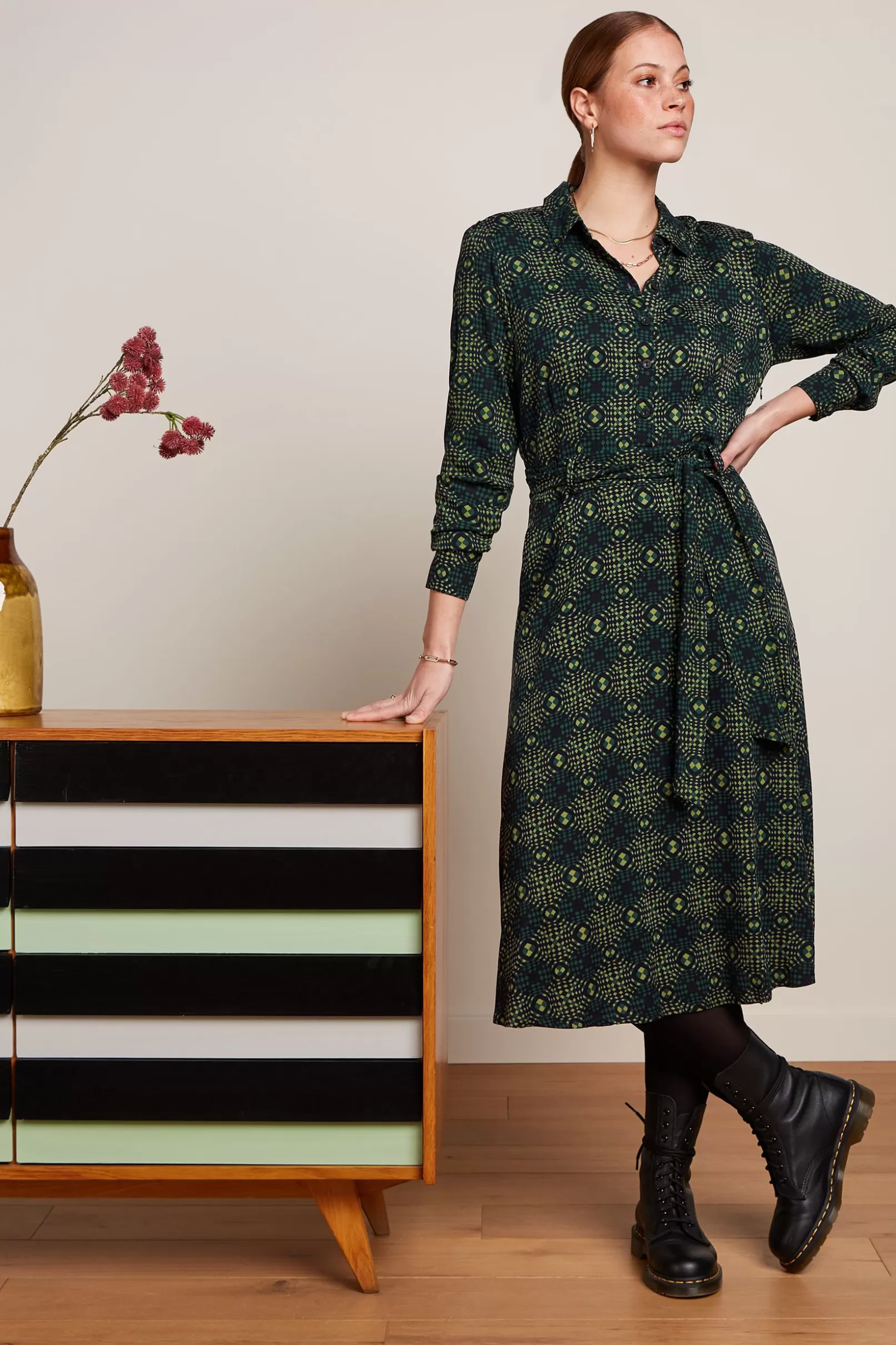 Jurken*King Louie Sheeva Dress Spiller Dragonfly Green