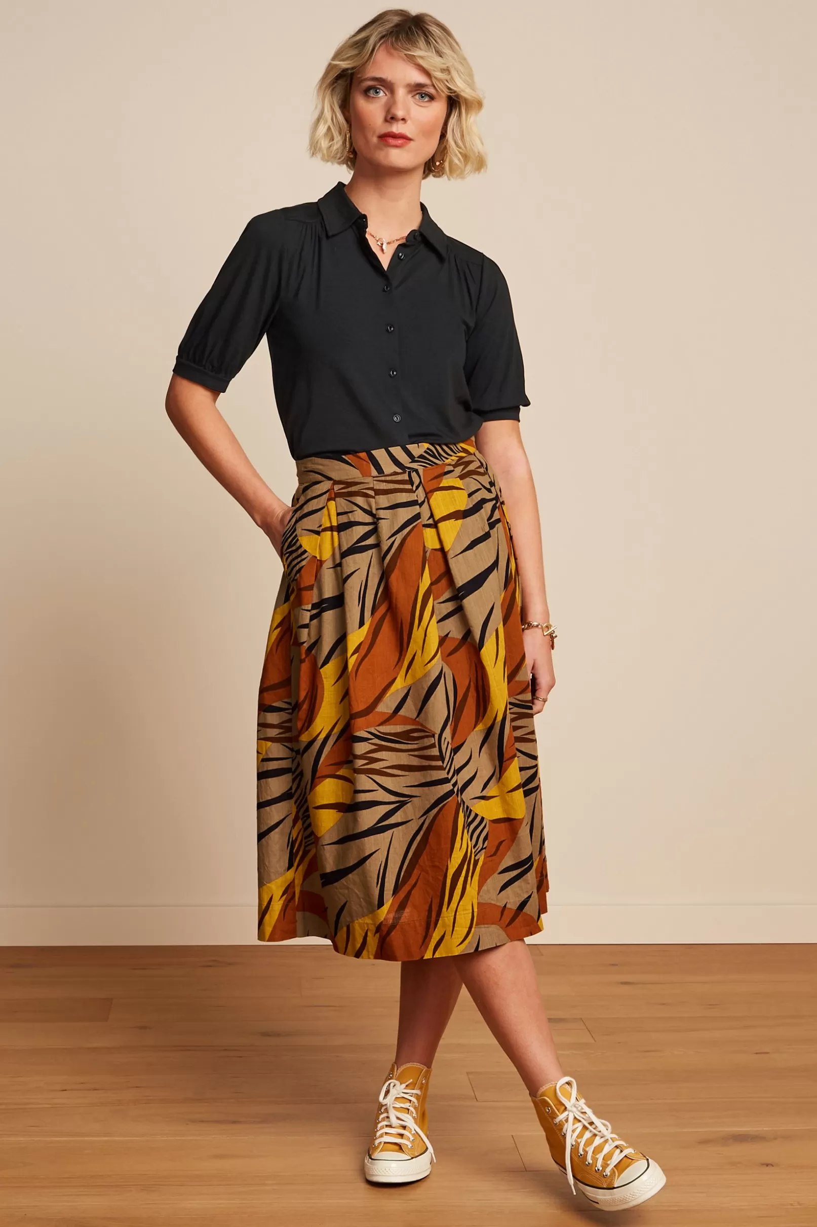 Rokken*King Louie Suzette Pleat Skirt Zolea Sulphur Yellow