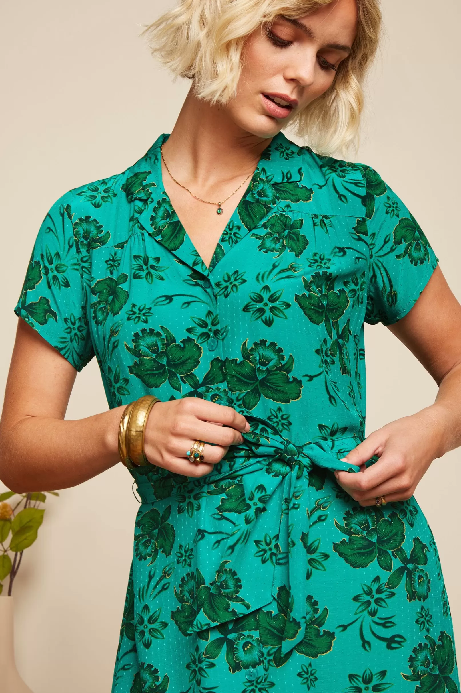 Jurken*King Louie Tex Dress Coralie Aqua Green